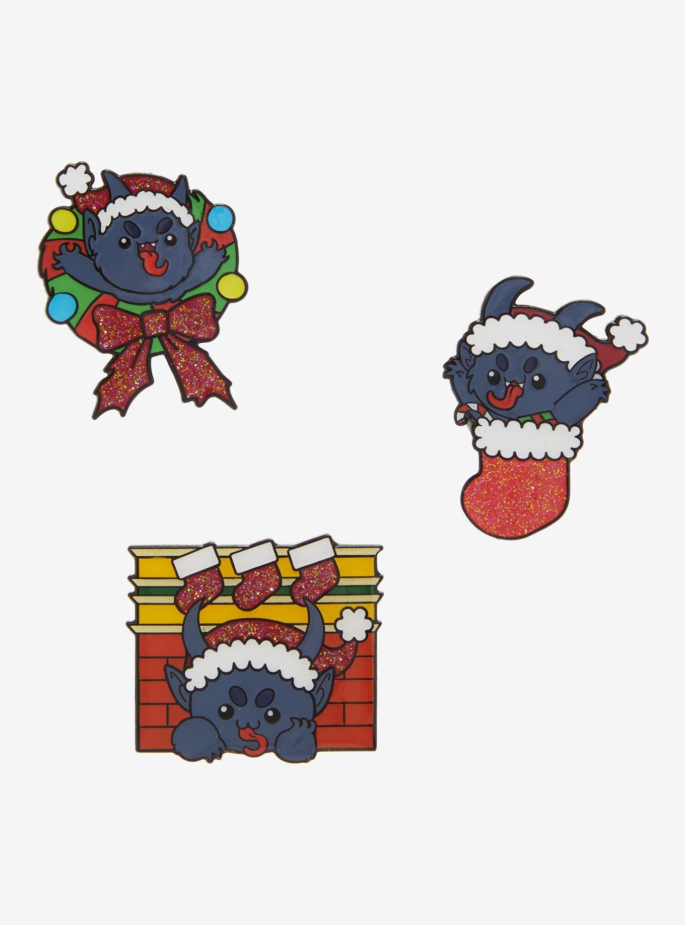 Krampus Chibi Glitter Enamel Pin Set, , hi-res