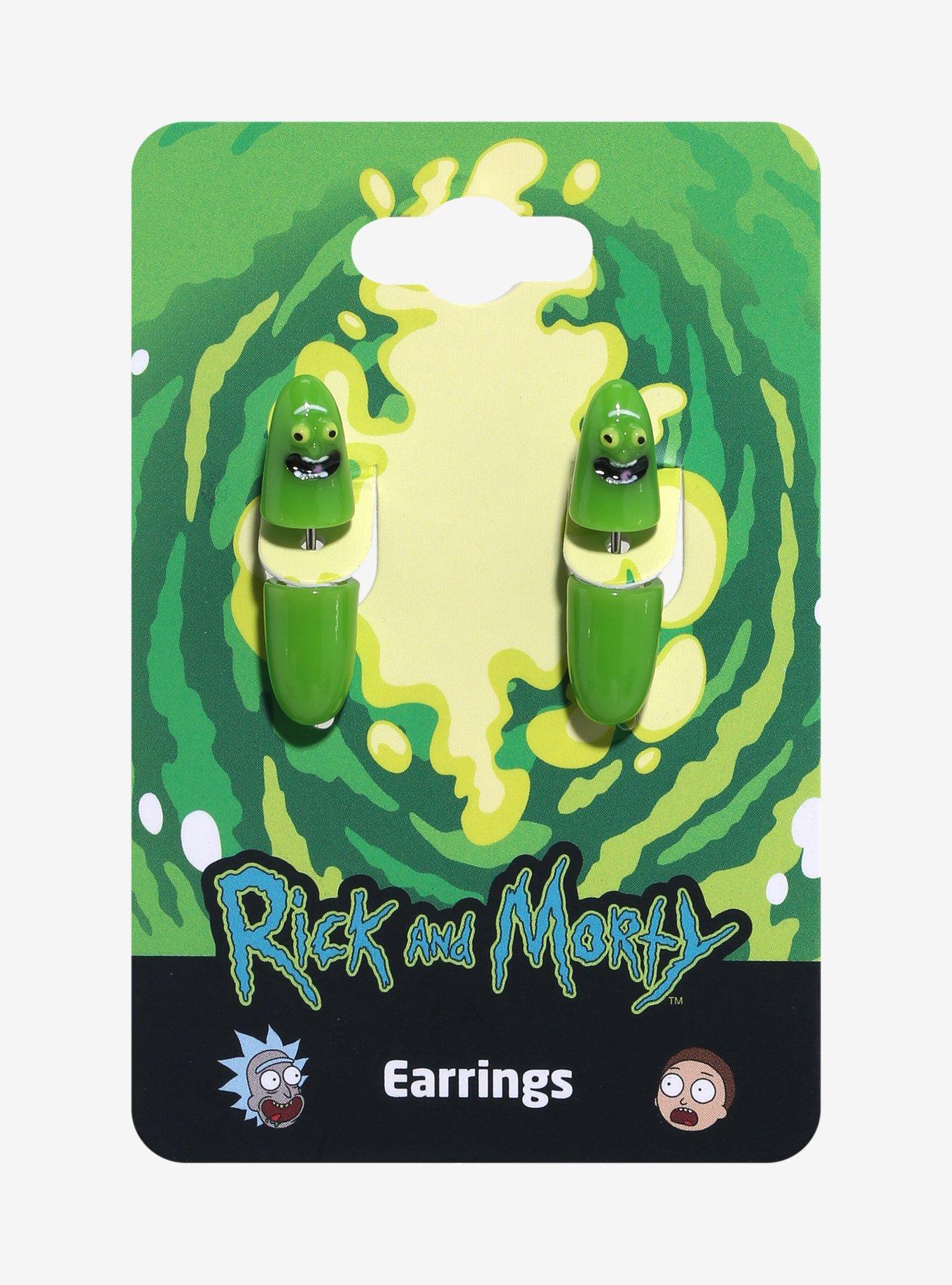 Rick And Morty Pickle Rick Front/Back Earrings, , hi-res