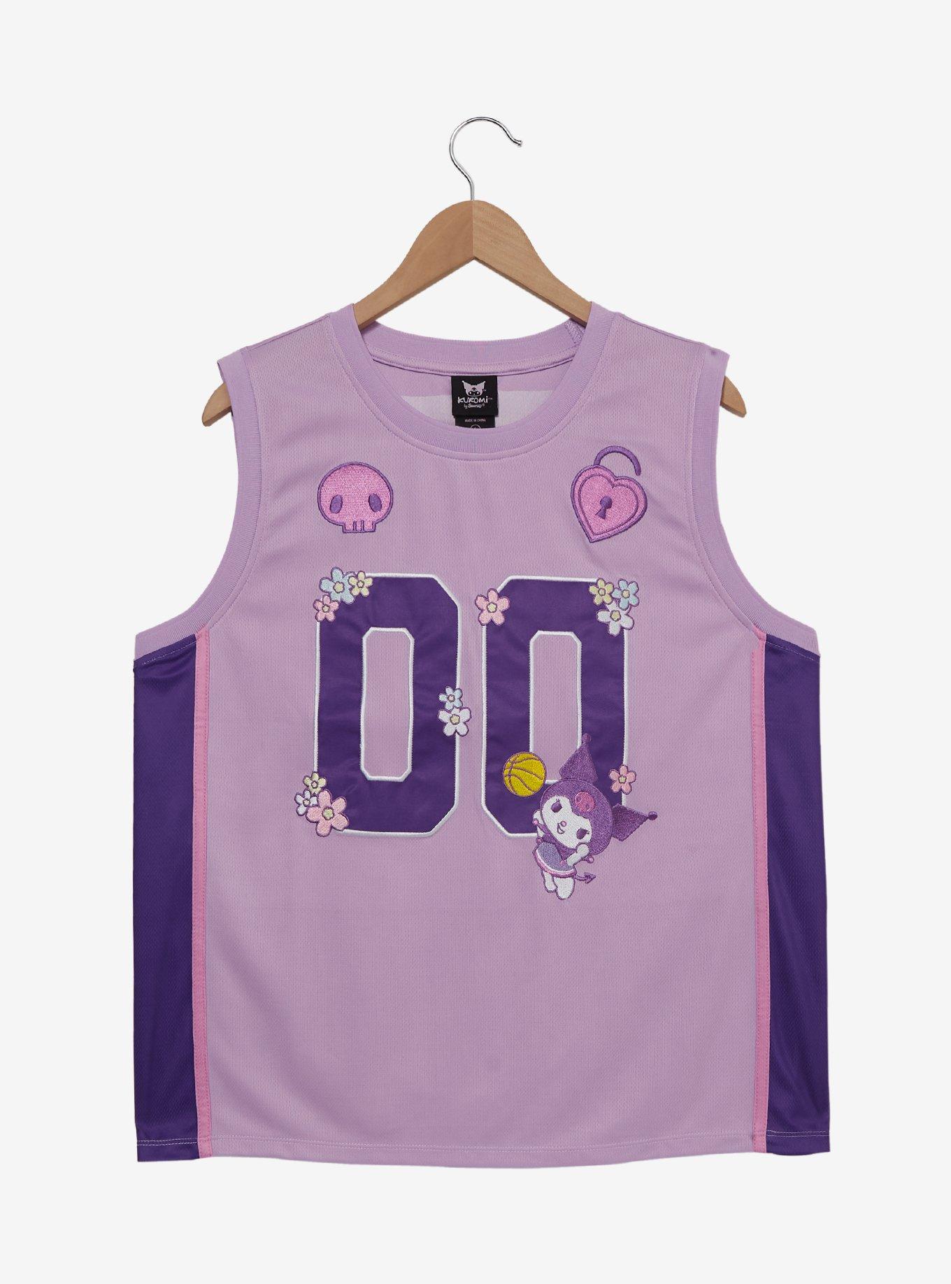 Sanrio Kuromi Embroidered Women's Plus Size Cropped Basketball Jersey — BoxLunch Exclusive, , hi-res