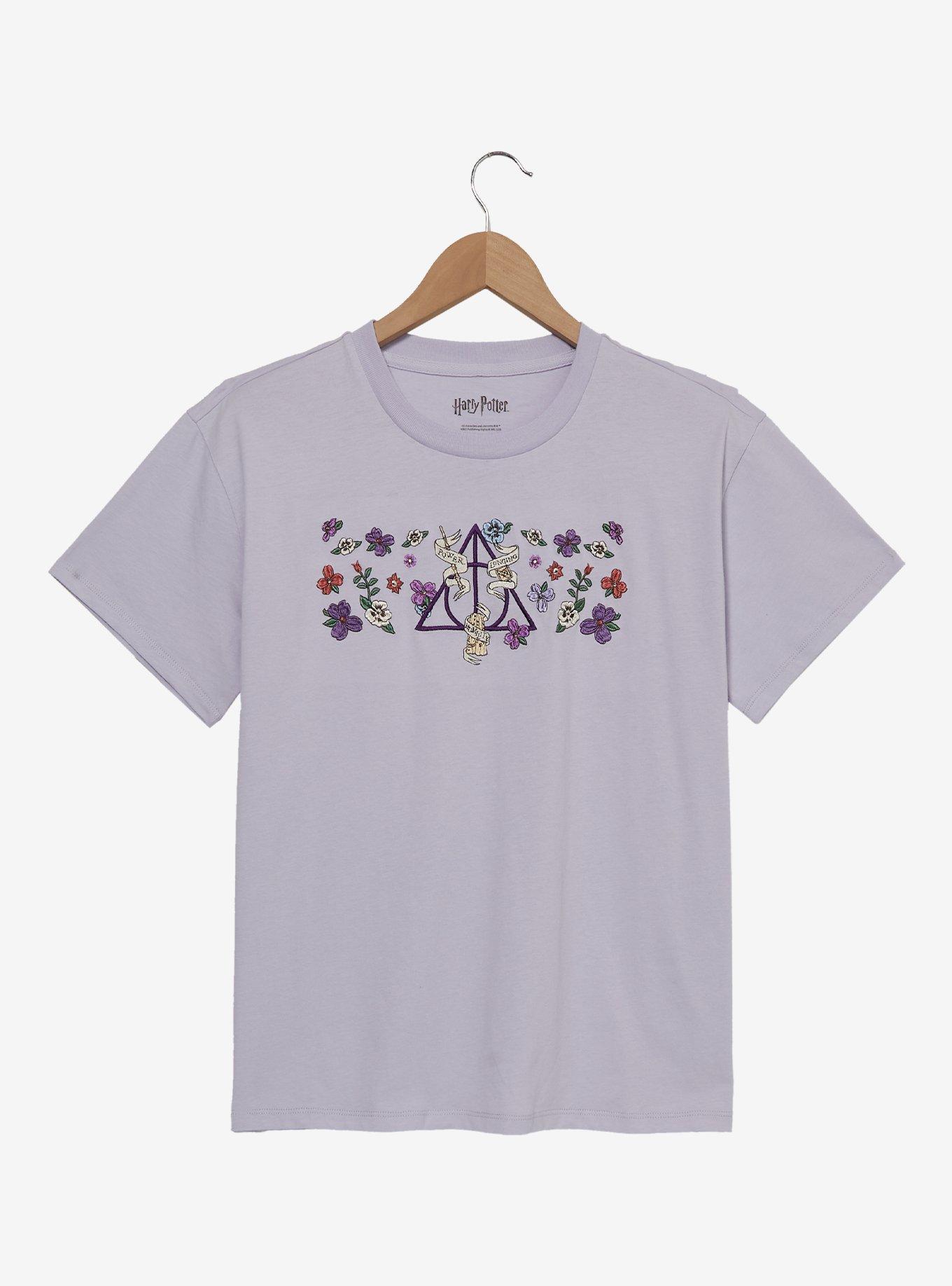 Harry Potter Floral Deathly Hallows Women's T-Shirt - BoxLunch Exclusive