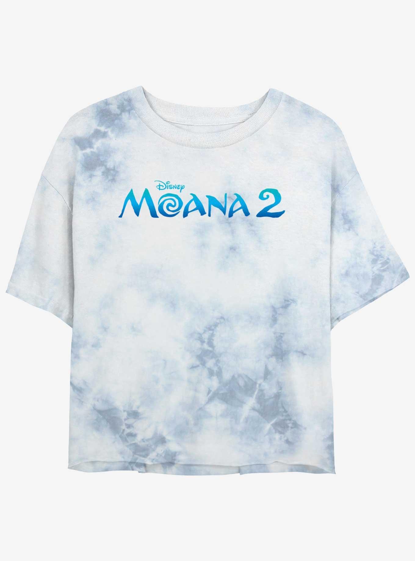 Disney Moana 2 Logo Womens Tie-Dye Crop T-Shirt, WHITEBLUE, hi-res