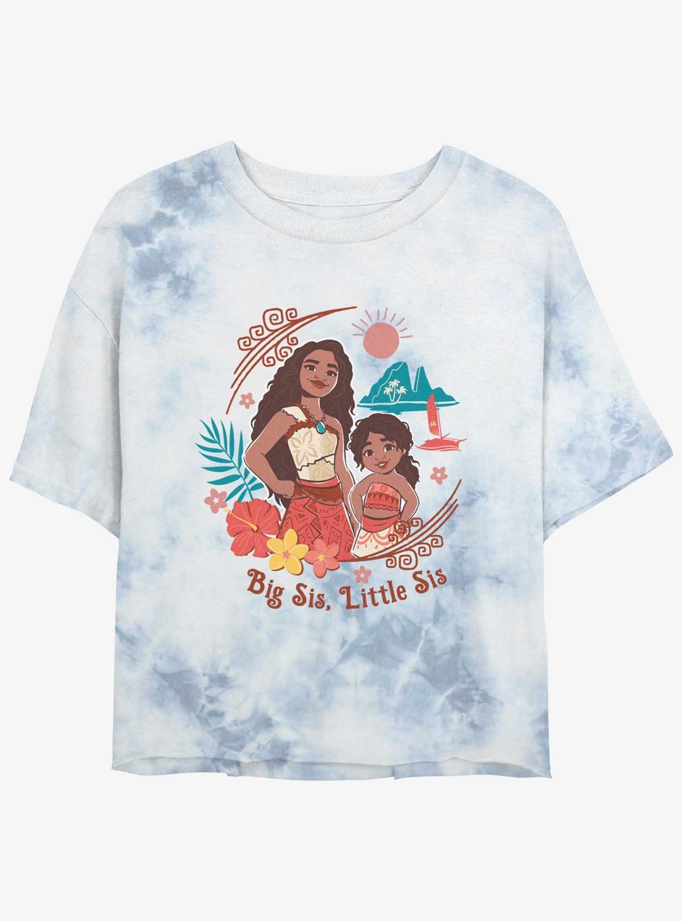 Disney Moana 2 Sister Love Womens Tie-Dye Crop T-Shirt, WHITEBLUE, hi-res