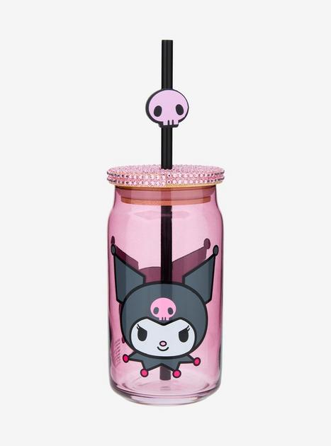 Kuromi デザイン ガラスボトル 空 Kuromi Rhinestone Lid Glass Cup | Hot Topic