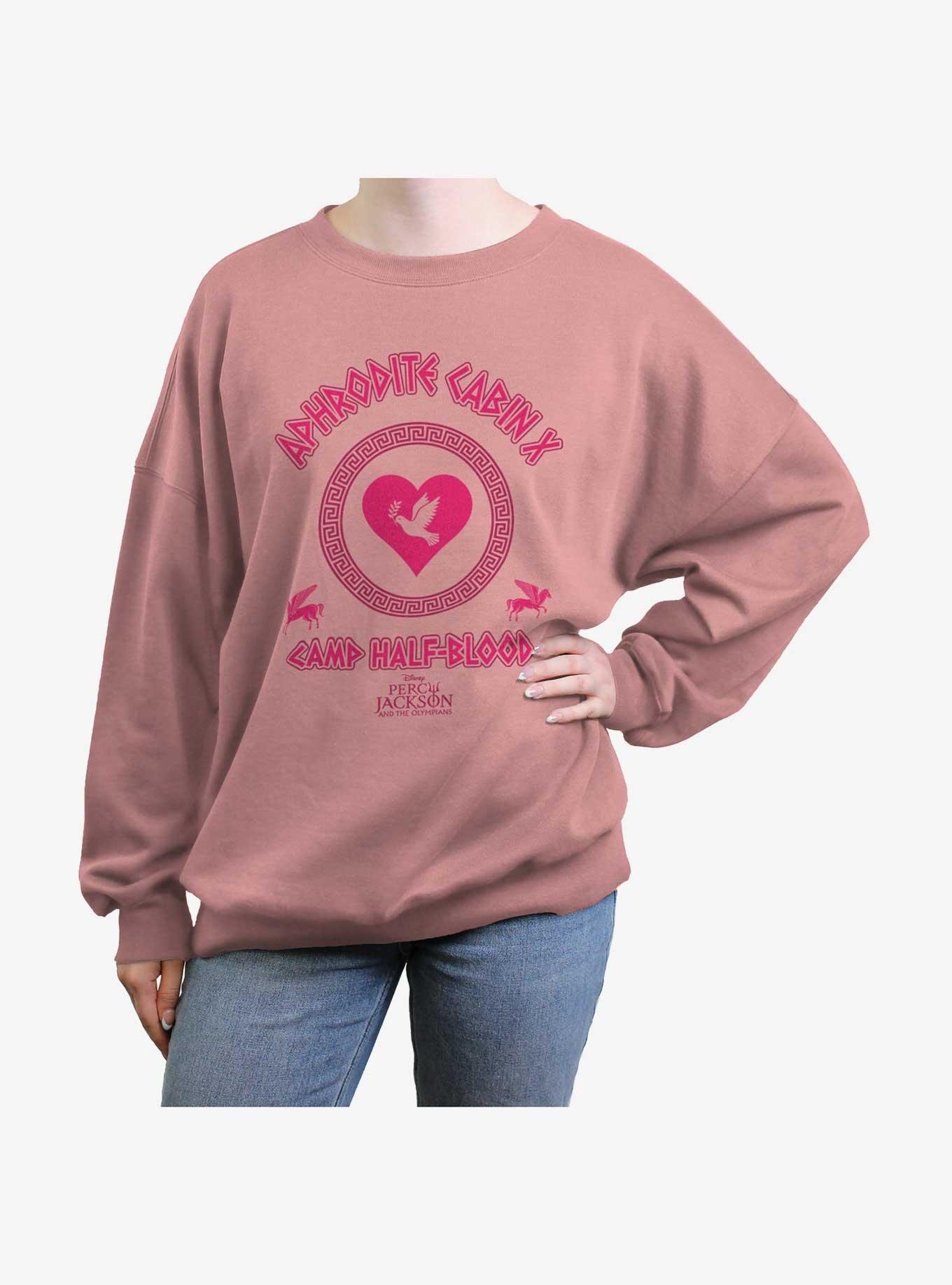 Disney Percy Jackson And The Olympians Aphrodite Cabin Womens Oversized Sweatshirt, DESERTPNK, hi-res