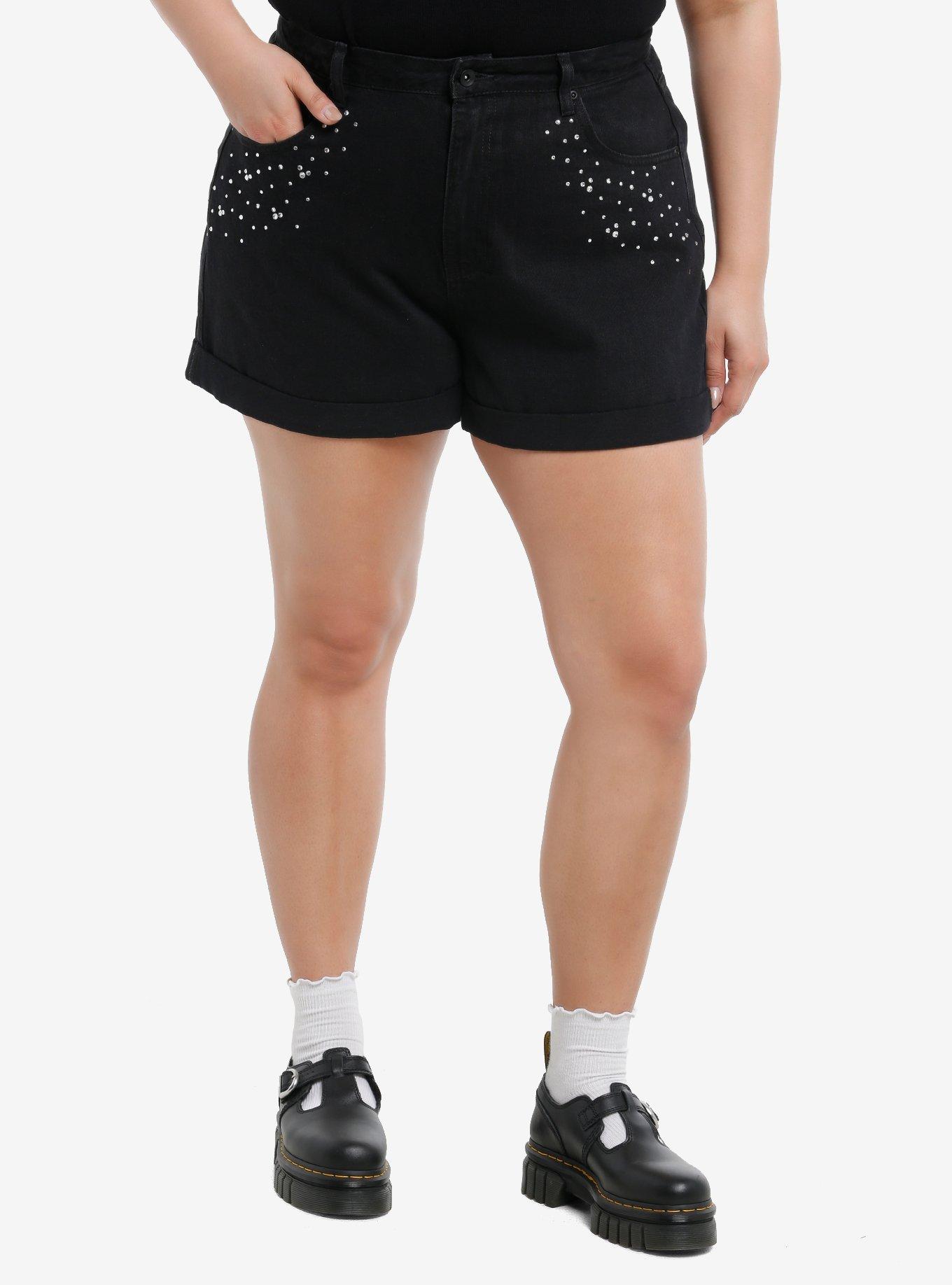 Her Universe Disney Mickey Mouse Rhinestone Mom Shorts Plus Size Her Universe Exclusive, , hi-res