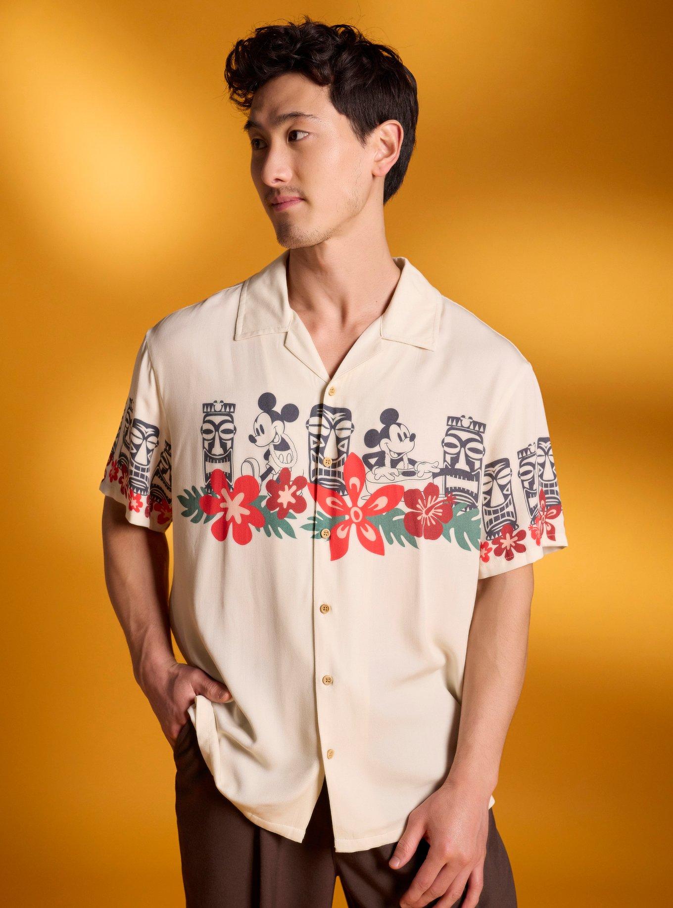Our Universe Disney Mickey Mouse Tiki Woven Button-Up