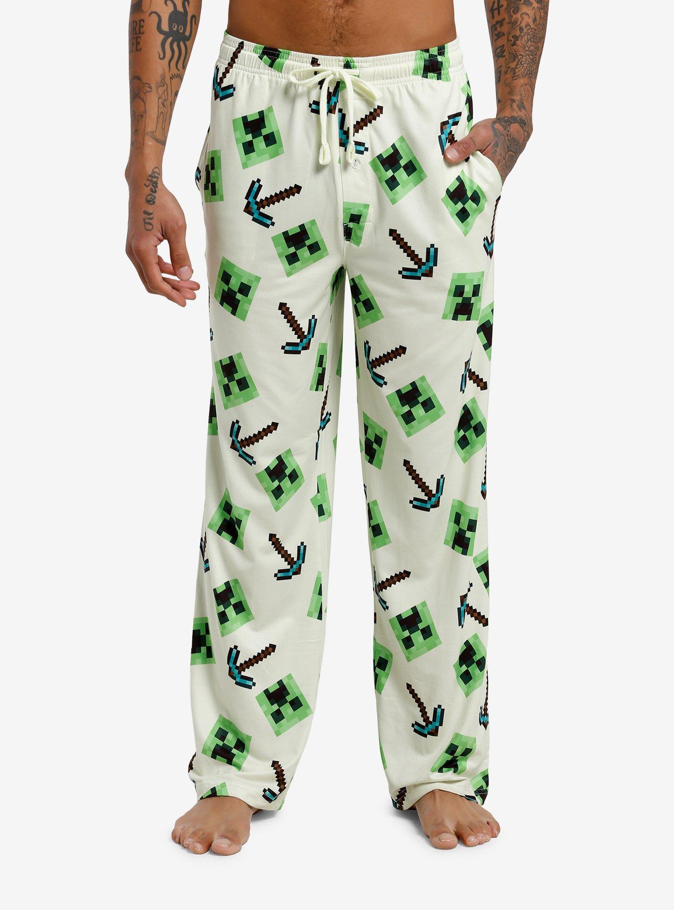 Minecraft Creeper Pickaxe Pajama Pants, , hi-res