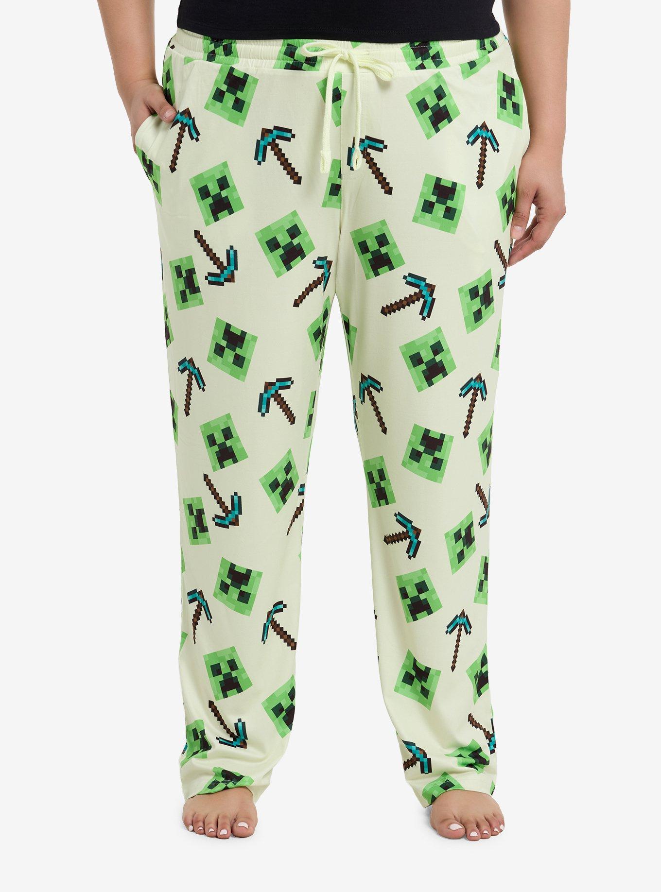 Minecraft Creeper Pickaxe Pajama Pants Plus Size, , hi-res