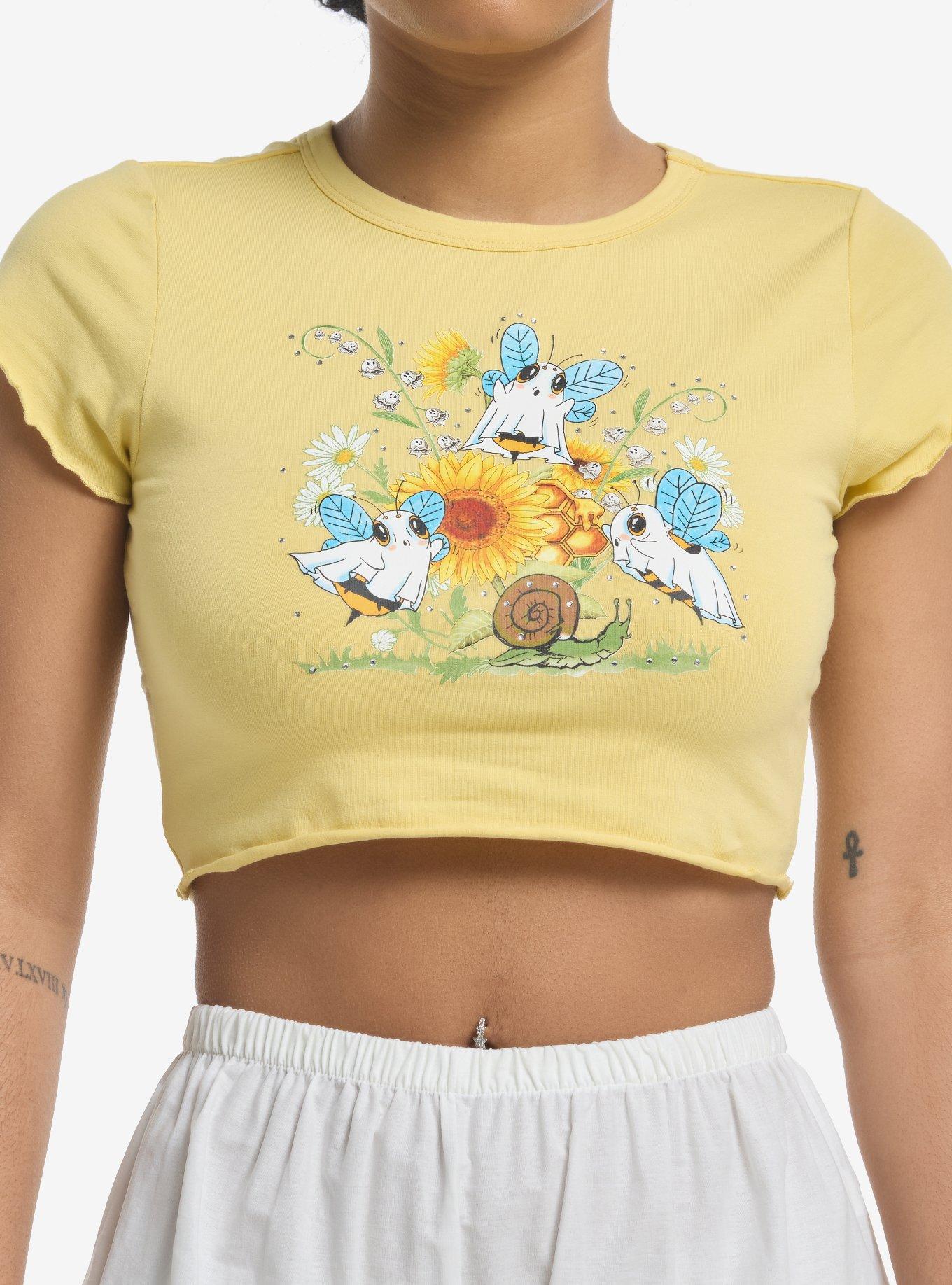Thorn & Fable Bee Ghosts Sunflower Girls Baby T-Shirt, , hi-res