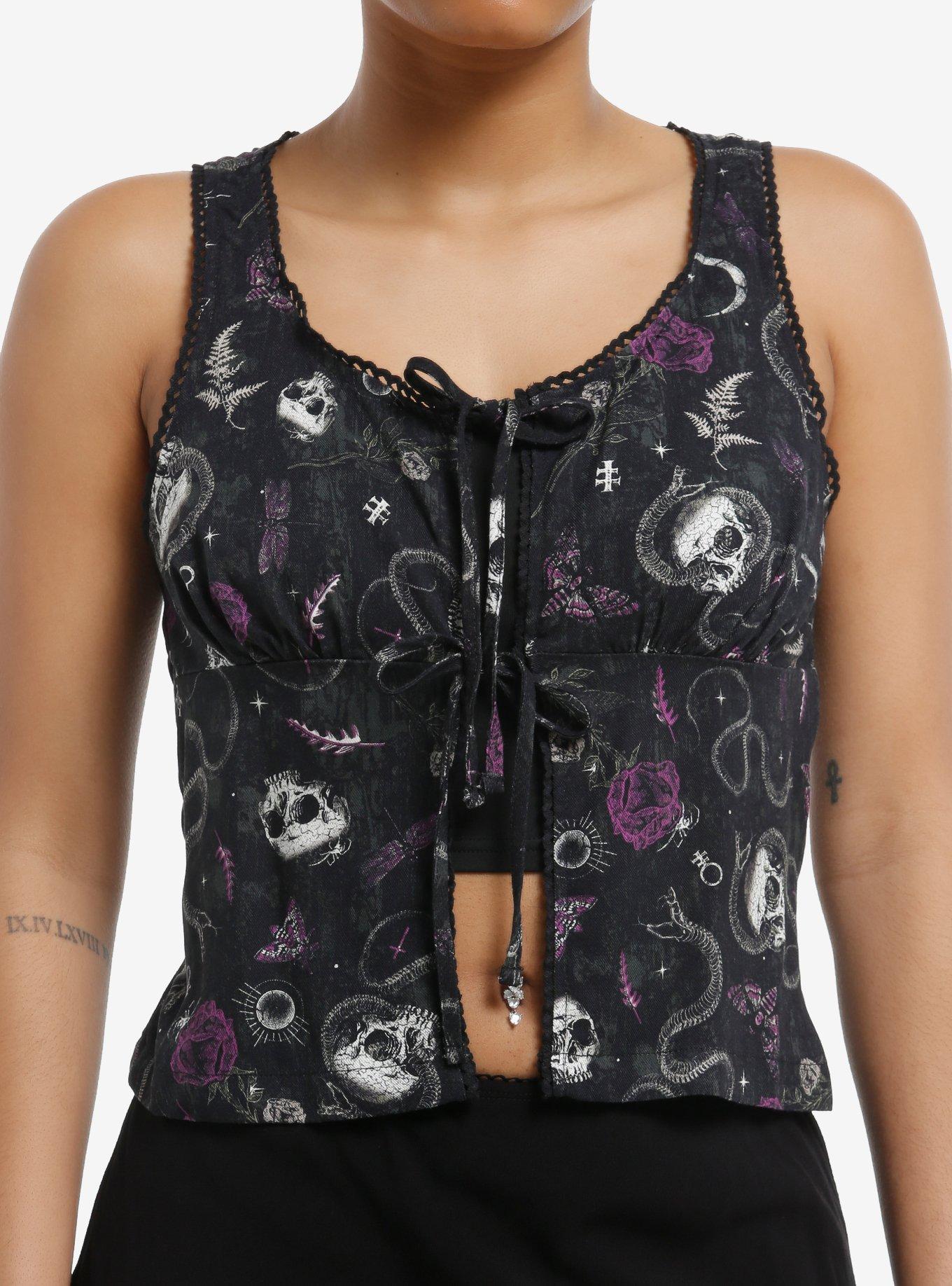 Cosmic Aura Skull & Snake Open-Front Girls Tank Top, , hi-res