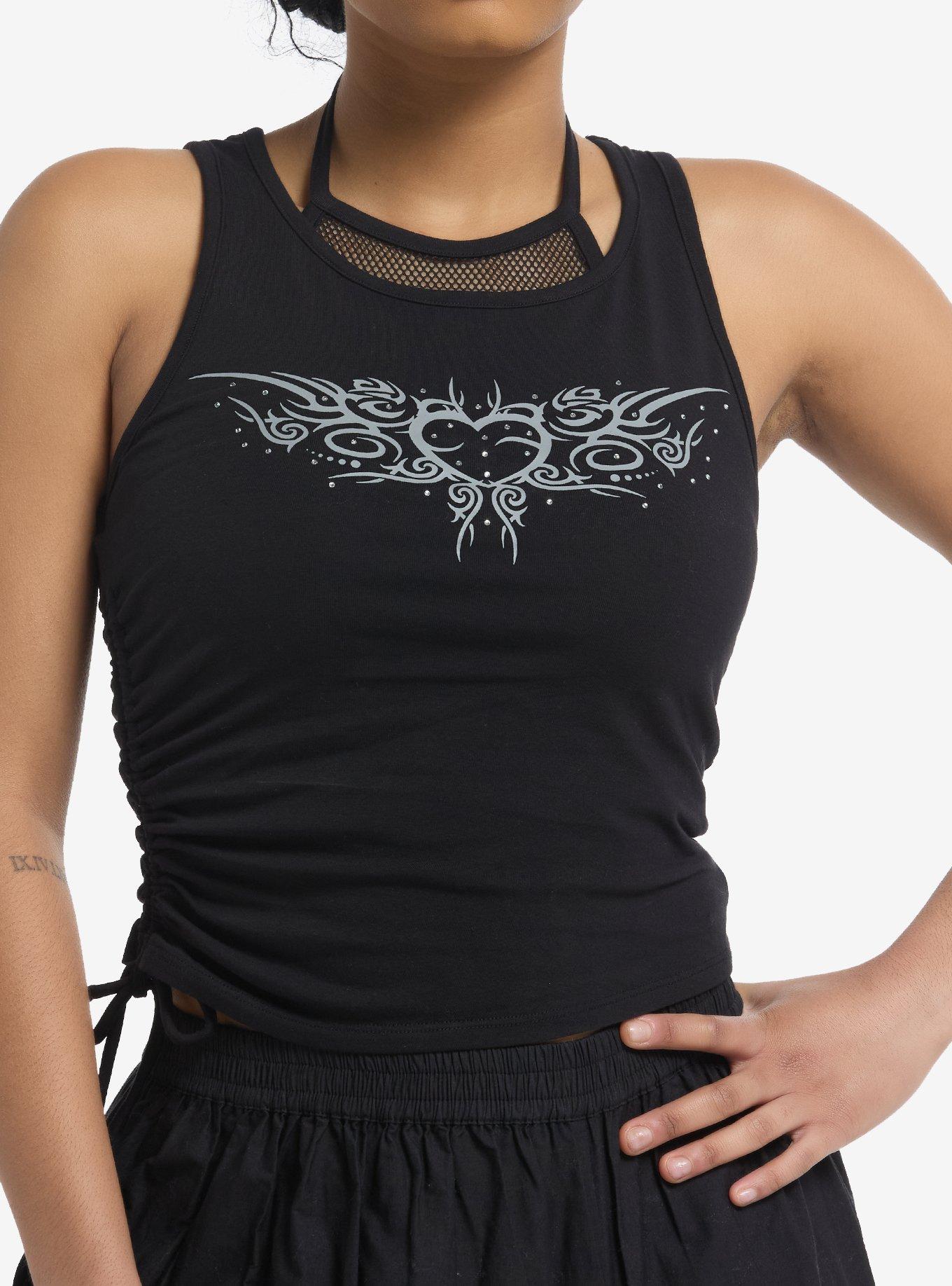 Tribal Heart Mesh Halter Layered Girls Tank Top, , hi-res