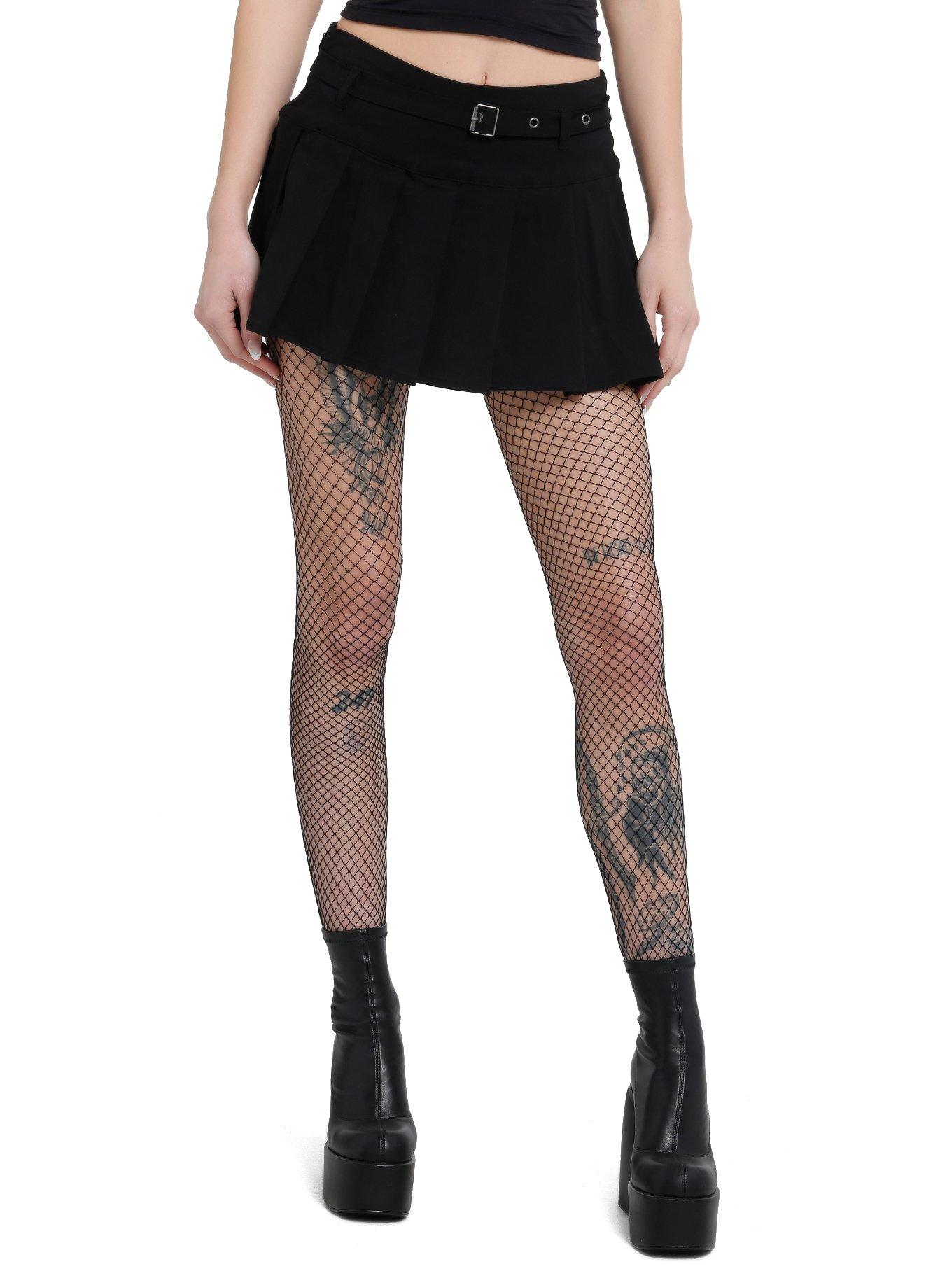 Black Belted Pleated Skort, , hi-res