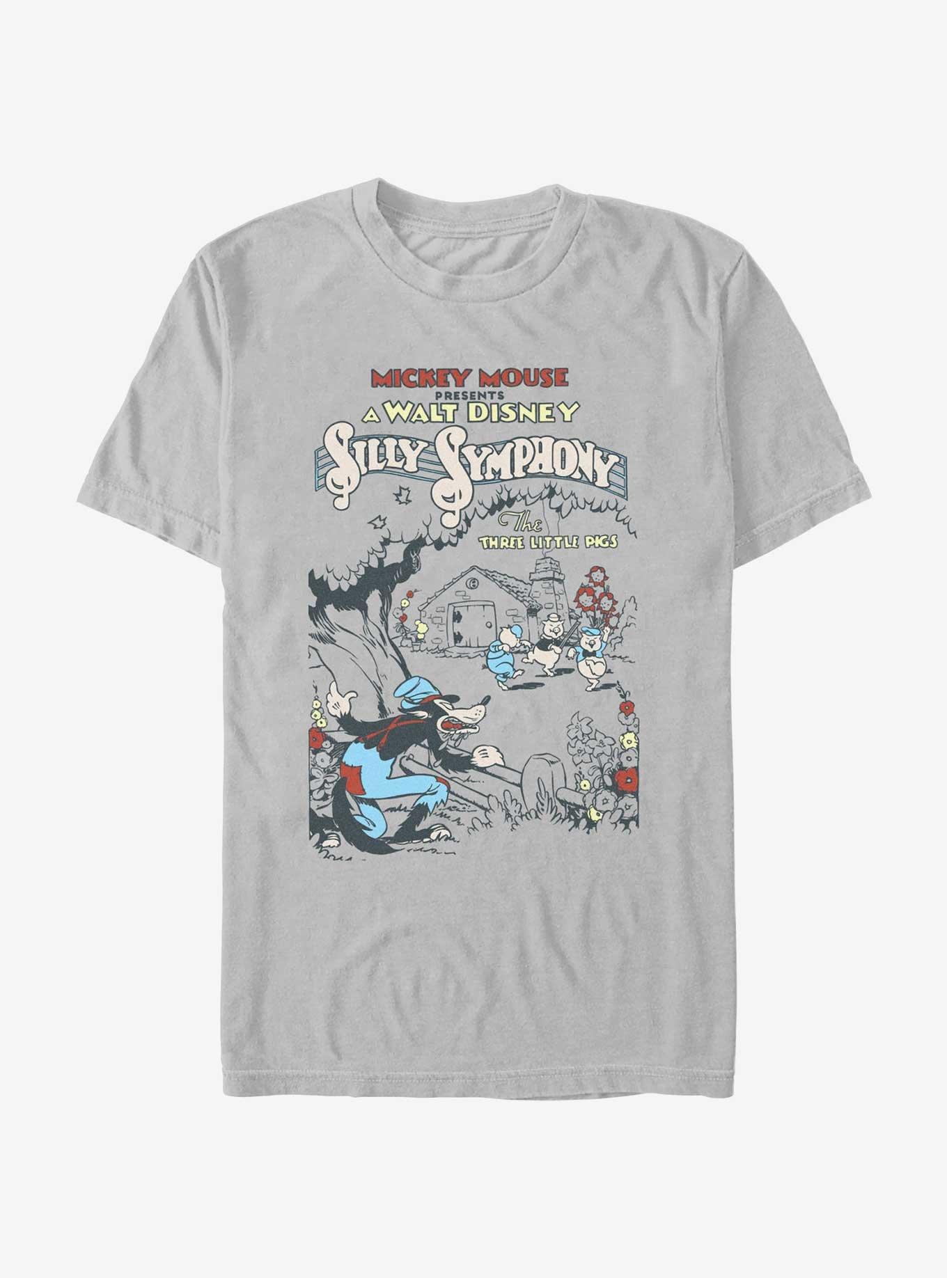 Disney Silly Symphony Three Little Pigs Poster T-Shirt, SILVER, hi-res