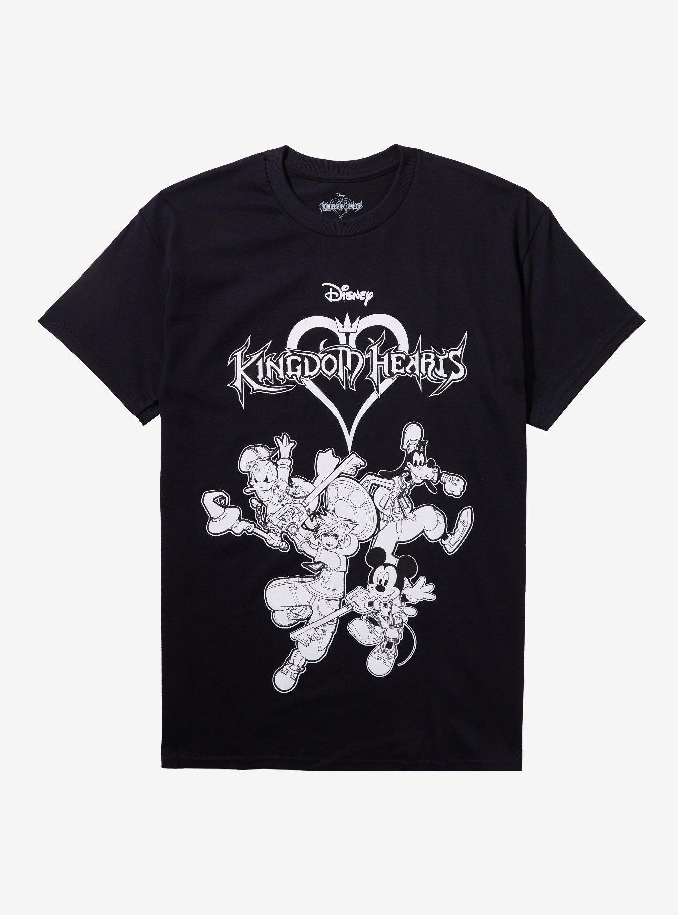 Disney Kingdom Hearts Black & White Group T-Shirt, , hi-res