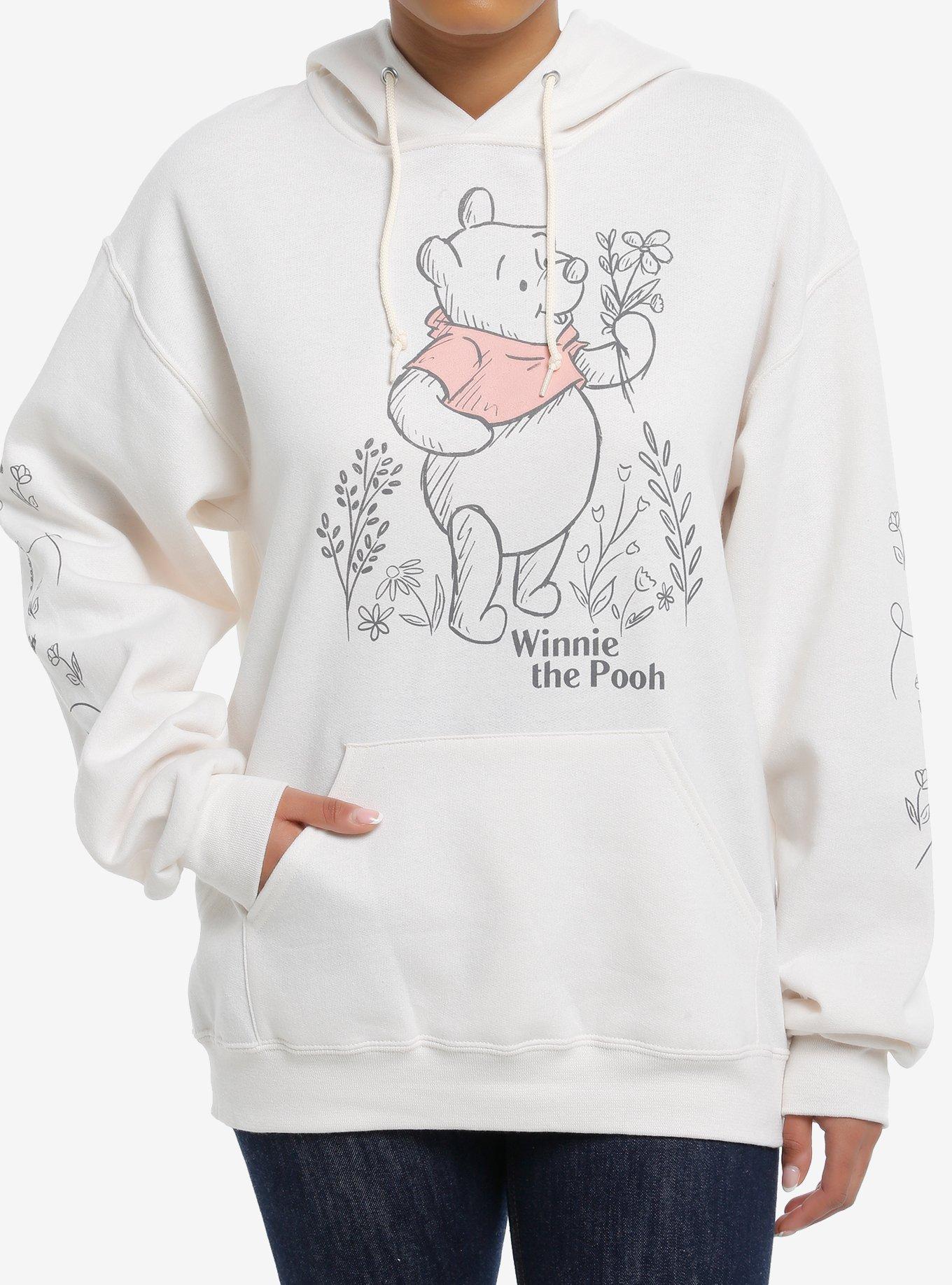 Disney Winnie The Pooh Cream Floral Girls Hoodie, , hi-res