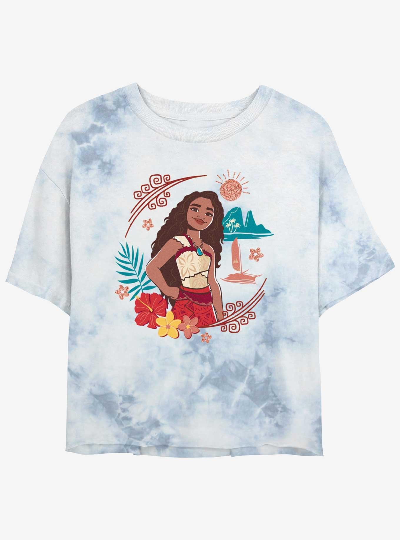 Disney Moana 2 Fearless Moana Girls Tie-Dye Crop T-Shirt