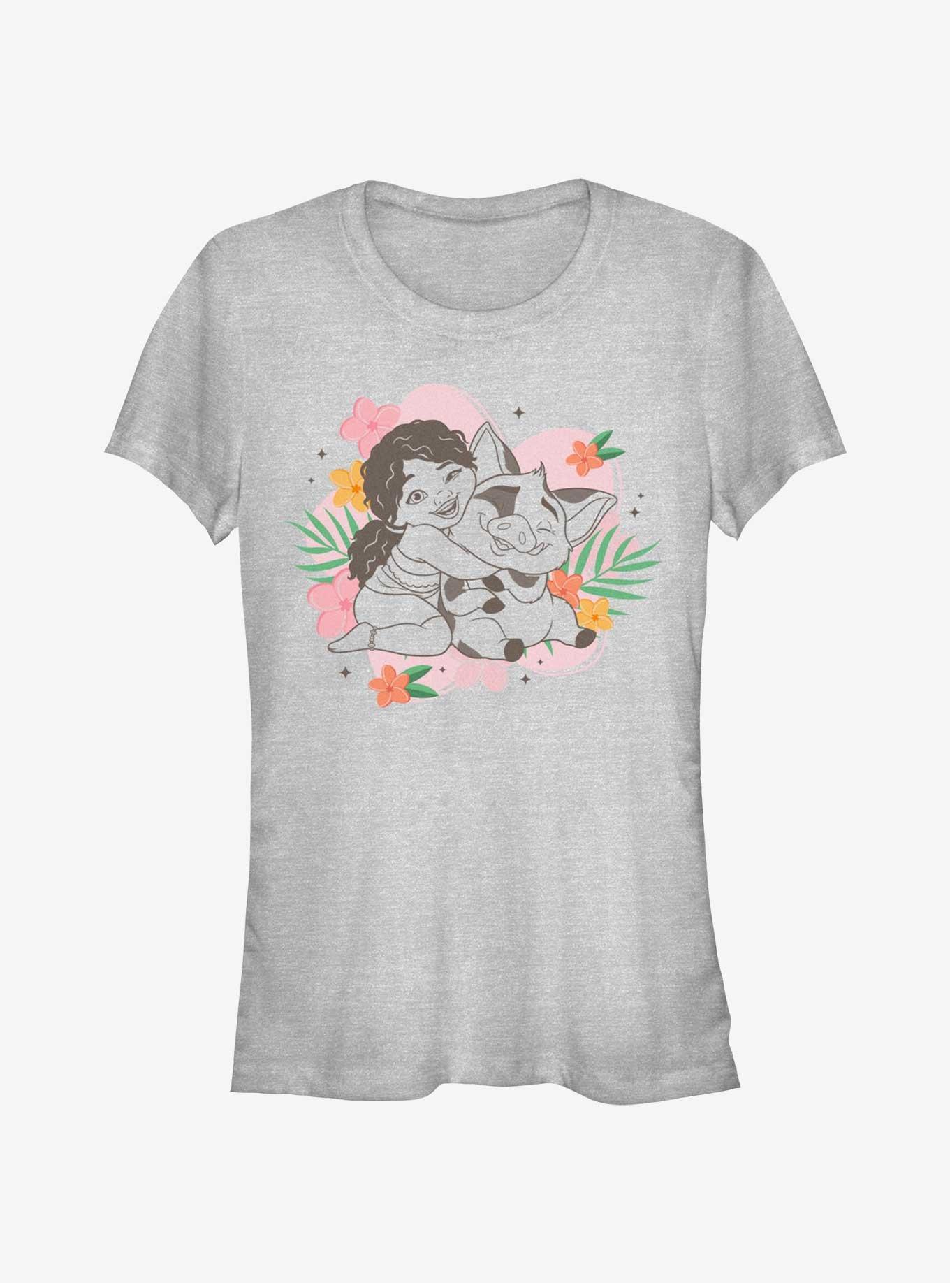 Disney Moana 2 Simea And Pua Floral Girls T-Shirt, ATH HTR, hi-res