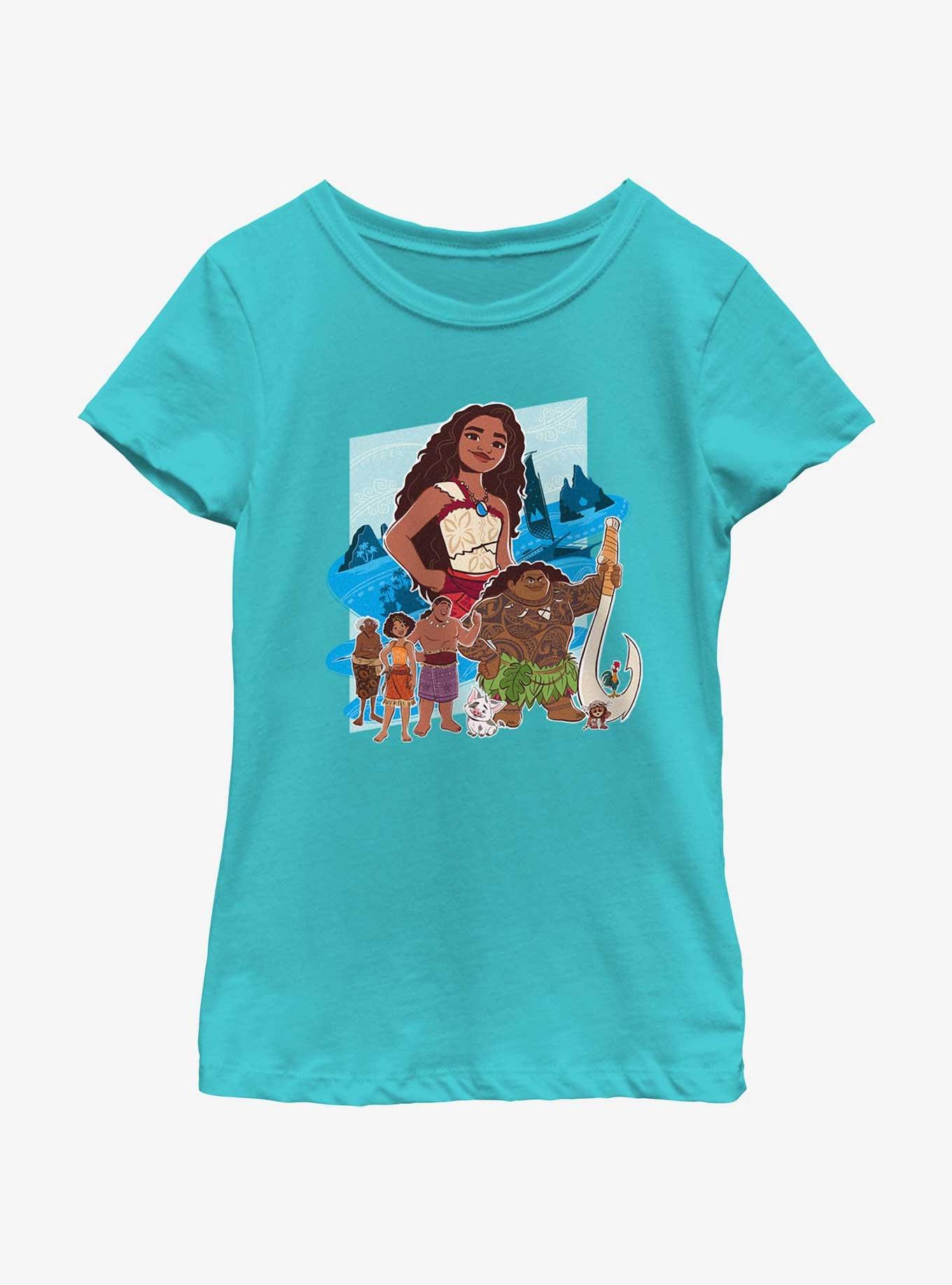 Disney Moana 2 Group Youth Girls T-Shirt, TAHI BLUE, hi-res