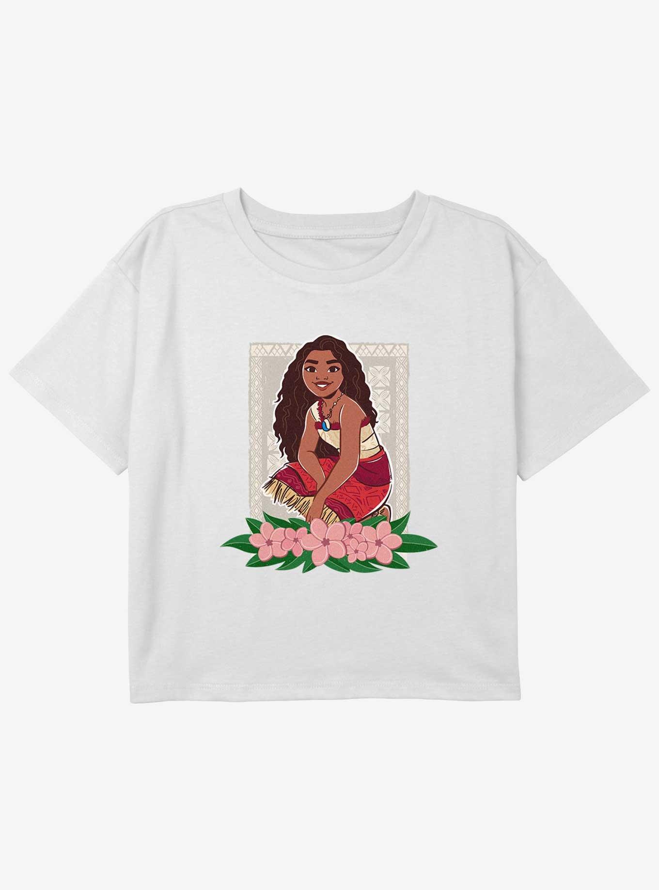 Disney Moana 2 Flowers Youth Girls Boxy T-Shirt, WHITE, hi-res