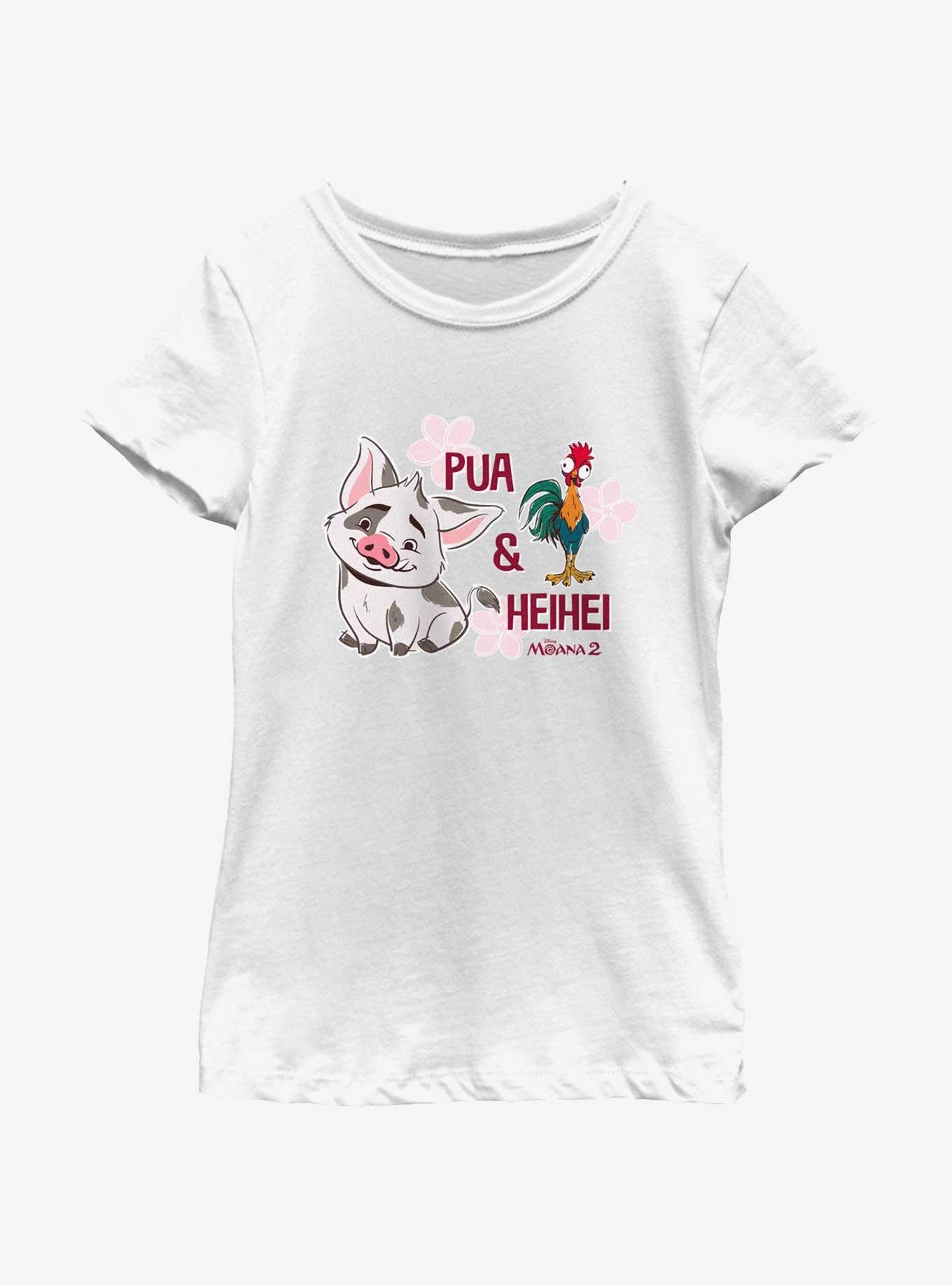 Disney Moana 2 Pua And Hei Hei Youth Girls T-Shirt, WHITE, hi-res