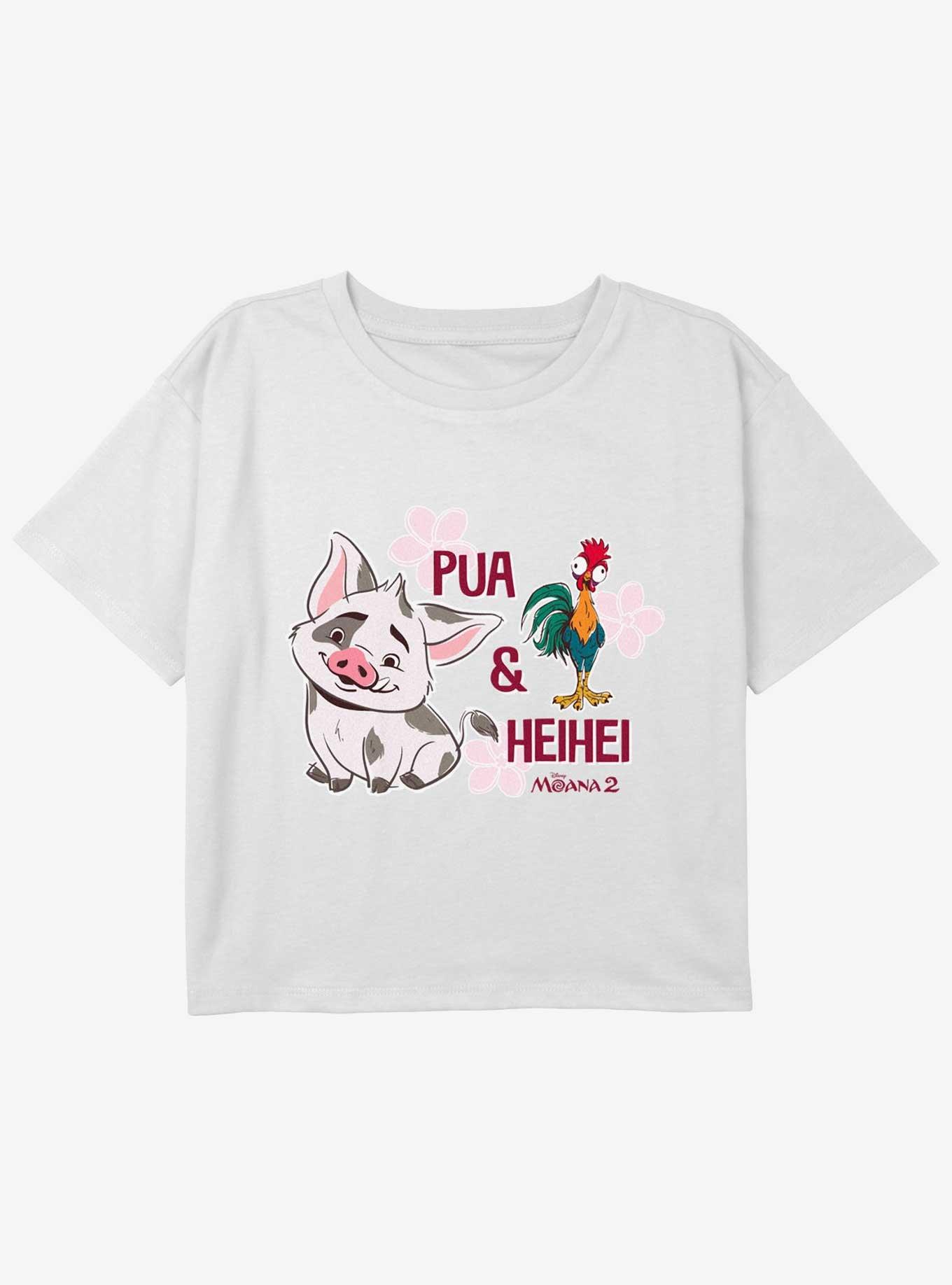 Disney Moana 2 Pua And Hei Hei Youth Girls Boxy T-Shirt, WHITE, hi-res