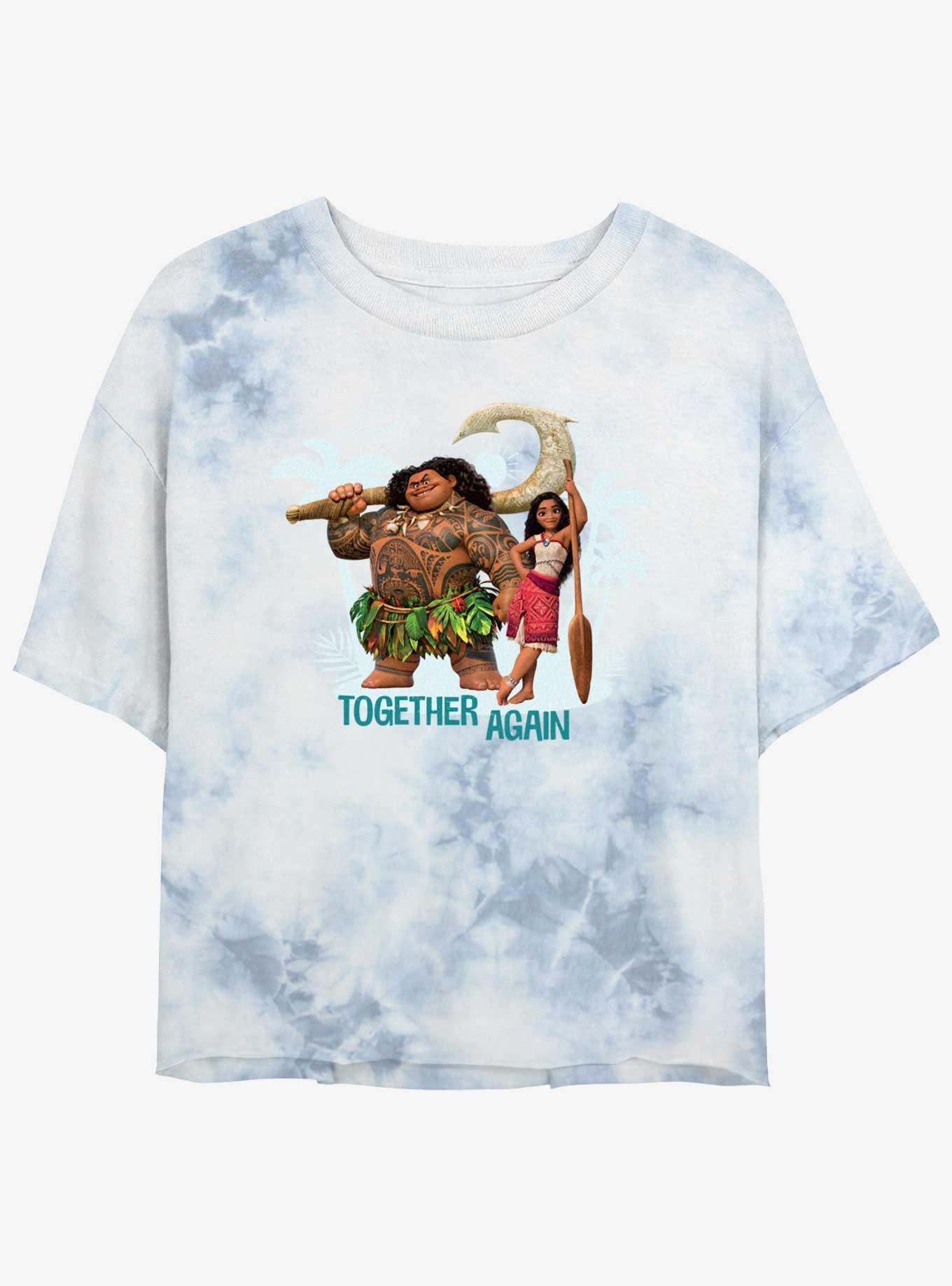 Disney Moana 2 Together Again Womens Tie-Dye Crop T-Shirt, WHITEBLUE, hi-res