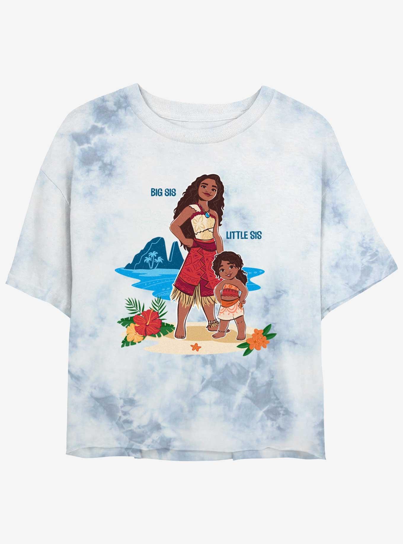 Disney Moana 2 Big And Little Sis Womens Tie-Dye Crop T-Shirt, , hi-res