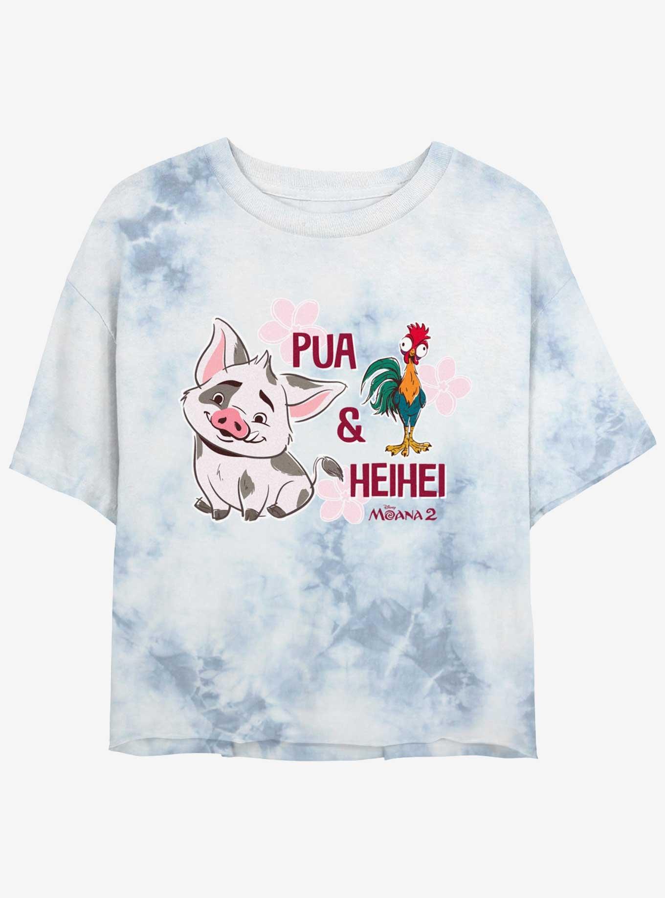 Disney Moana 2 Pua And Hei Hei Womens Tie-Dye Crop T-Shirt, , hi-res