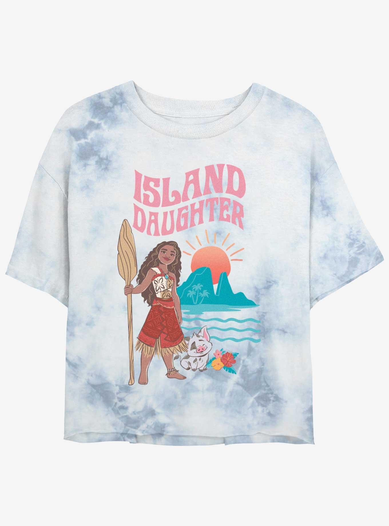 Disney Moana 2 Island Daughter Womens Tie-Dye Crop T-Shirt, WHITEBLUE, hi-res