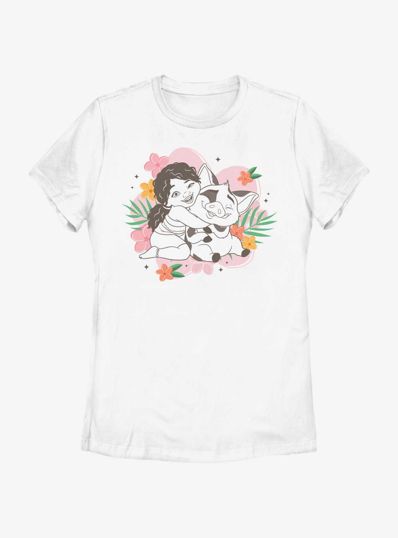 Disney Moana 2 Simea And Pua Floral Womens T-Shirt, WHITE, hi-res