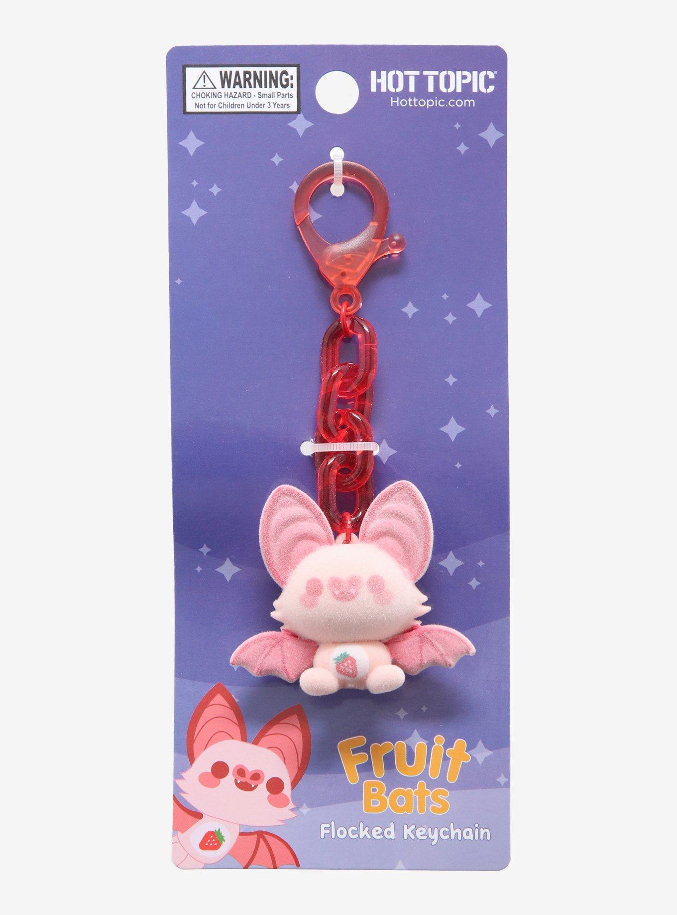 Strawberry Fruit Bat Flocked Key Chain, , hi-res