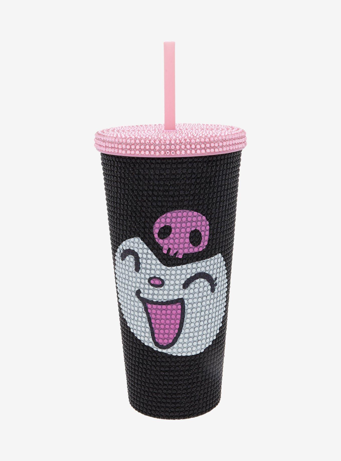 Kuromi Face Rhinestone Acrylic Travel Cup, , hi-res