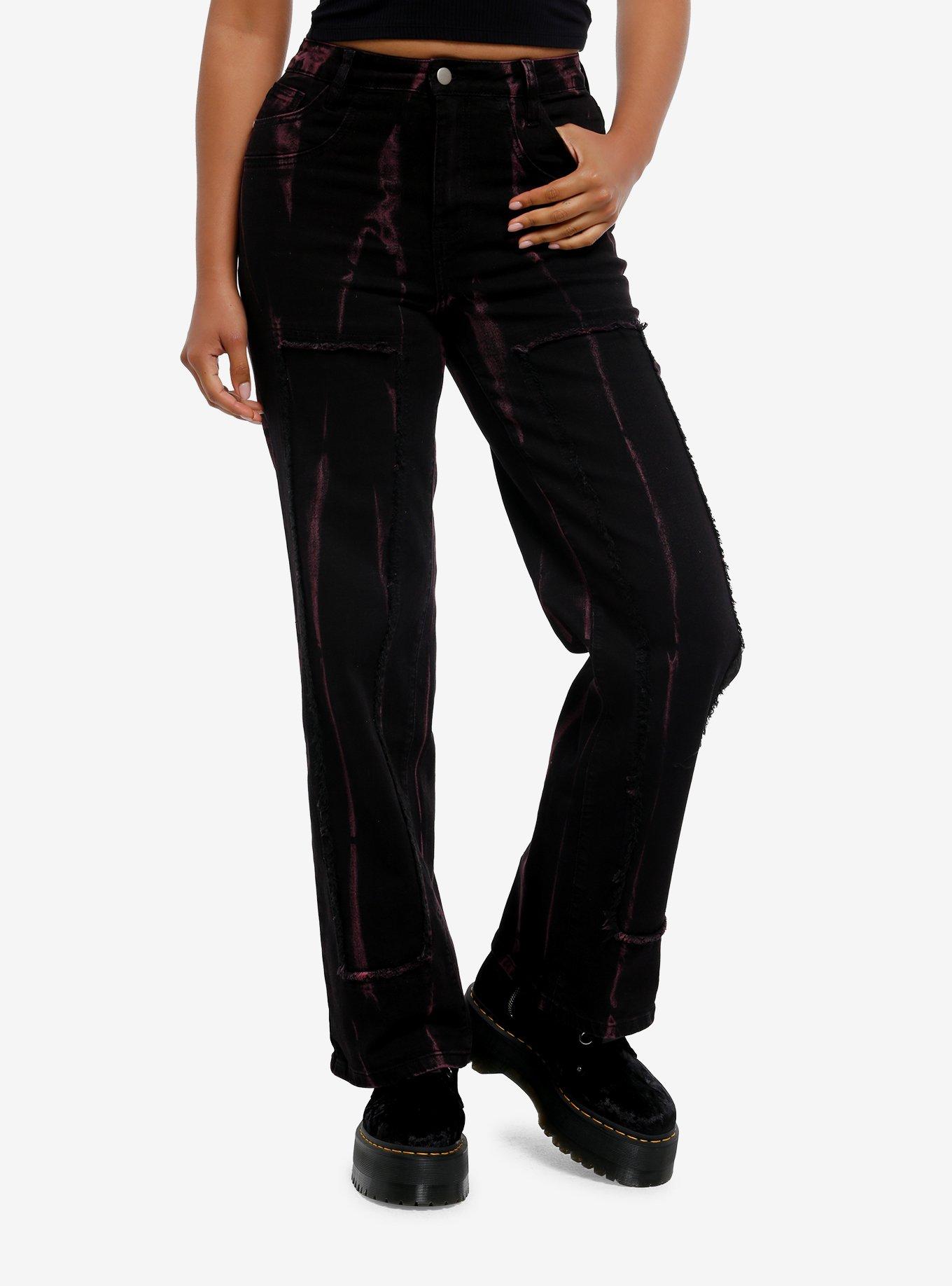 Black & Pink Wash Wide Leg Jeans, , hi-res