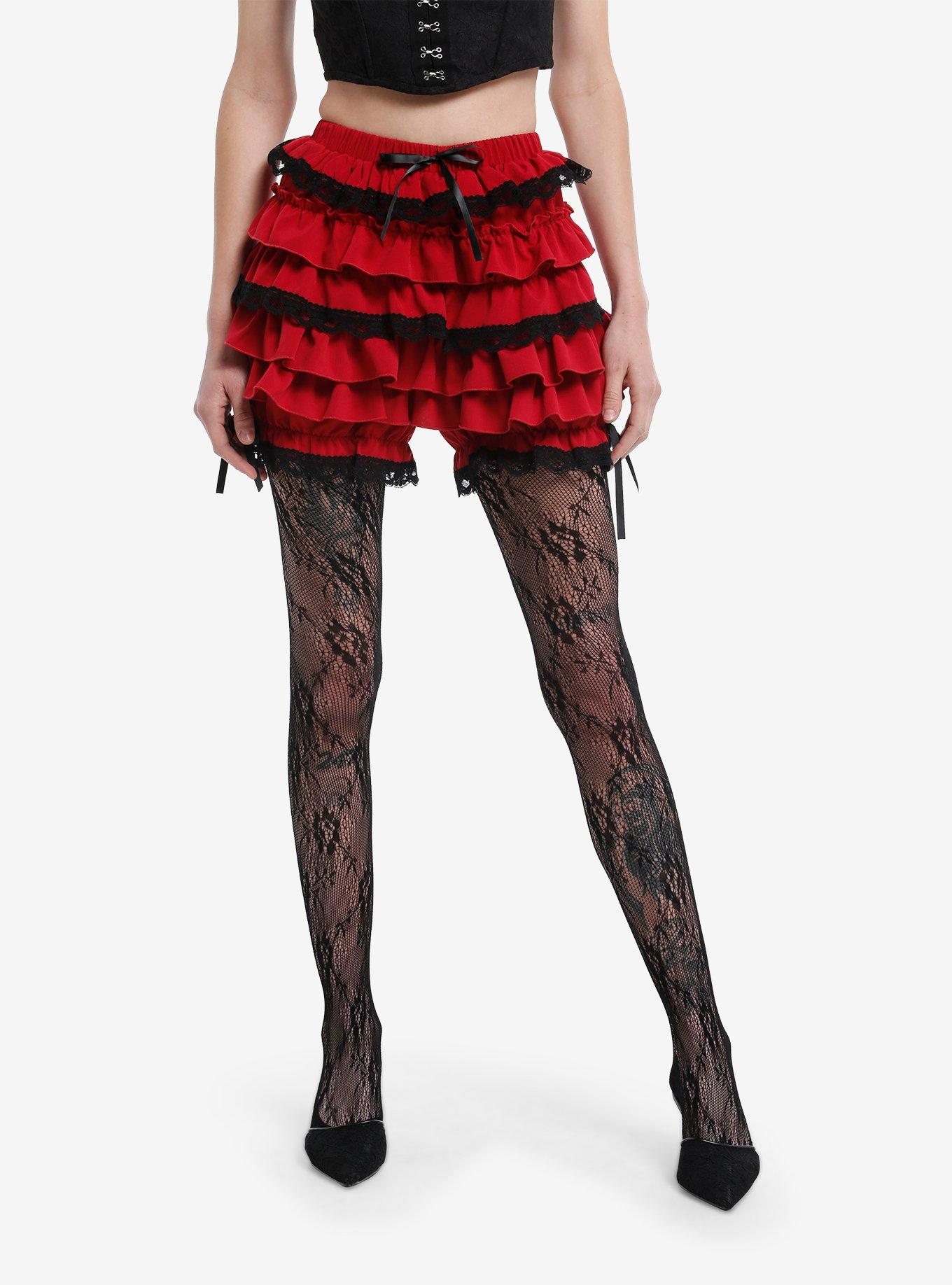 Red & Black Ruffled Bloomers With Bows, , hi-res