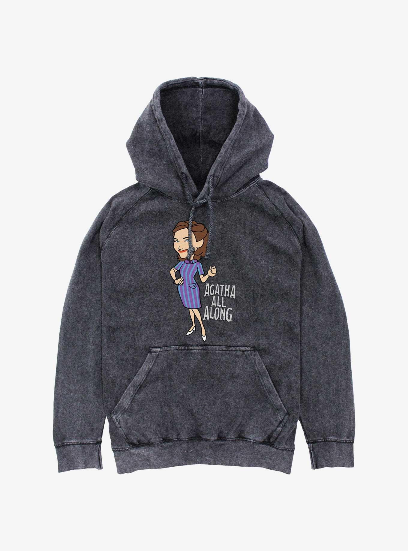 Marvel WandaVision Agatha All Along Mineral Wash Hoodie, BLACK, hi-res