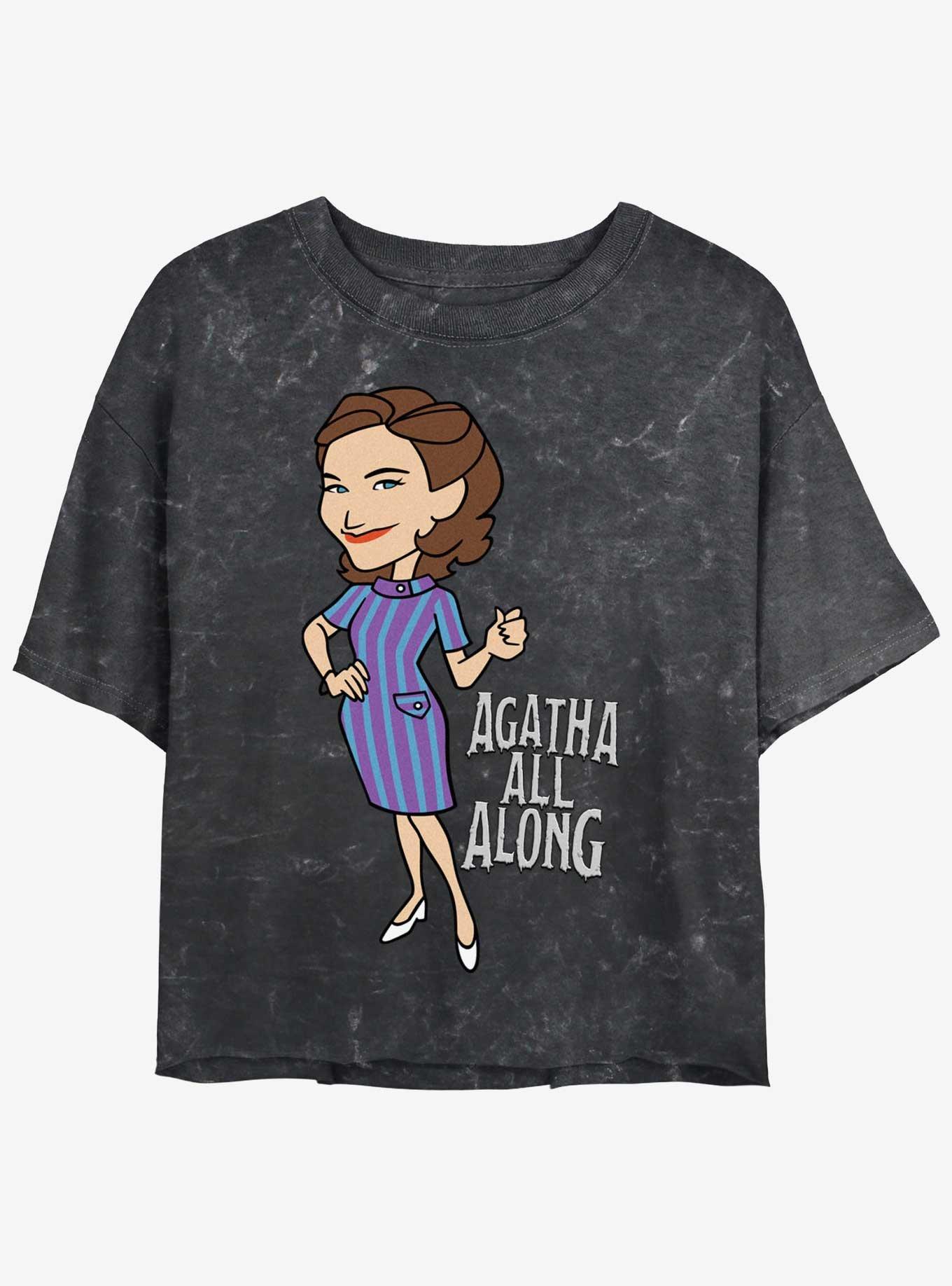 Marvel WandaVision Agatha All Along Girls Mineral Wash Crop T-Shirt, BLACK, hi-res