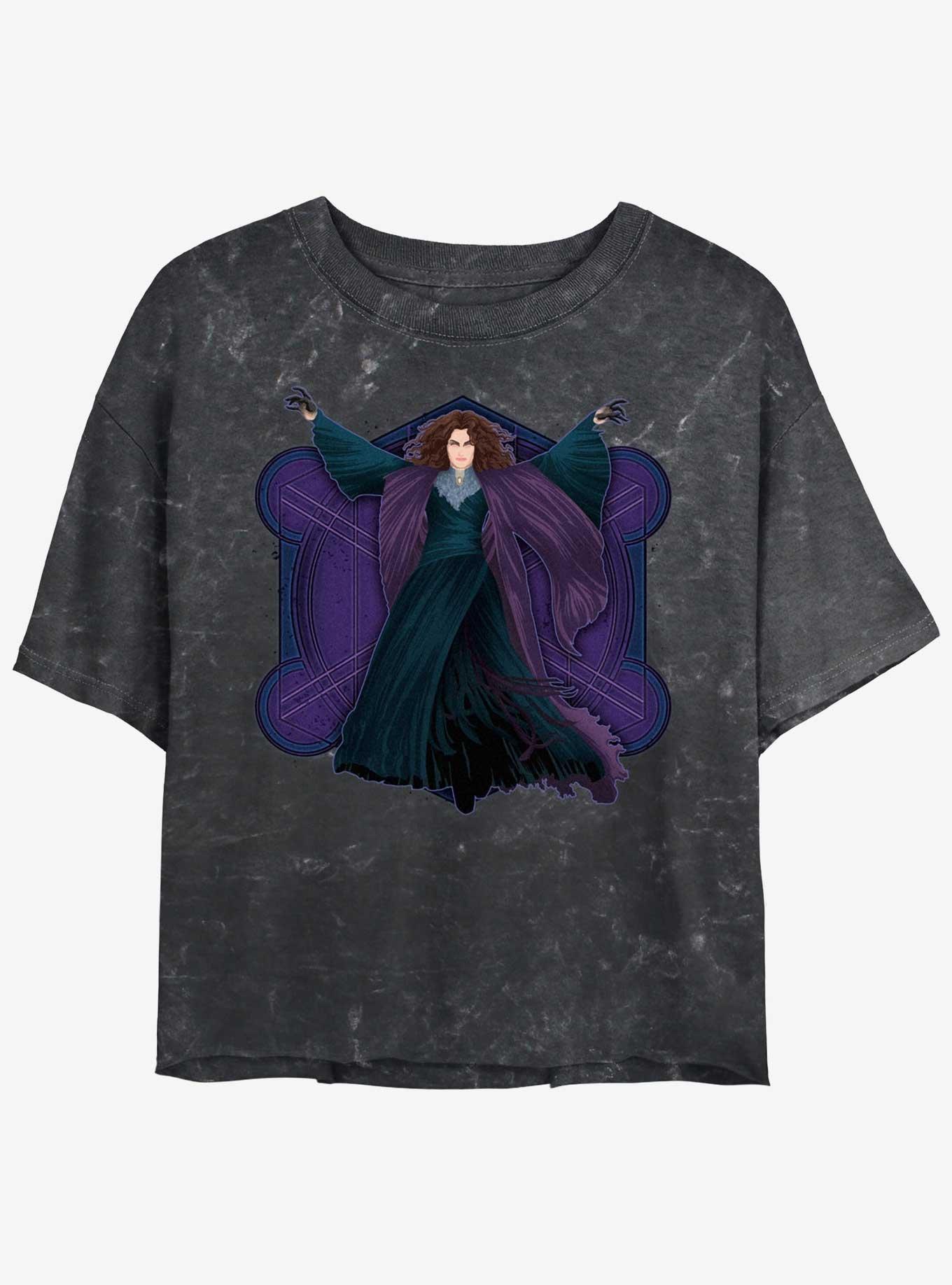 Marvel WandaVision Agatha Witch Girls Mineral Wash Crop T-Shirt, BLACK, hi-res