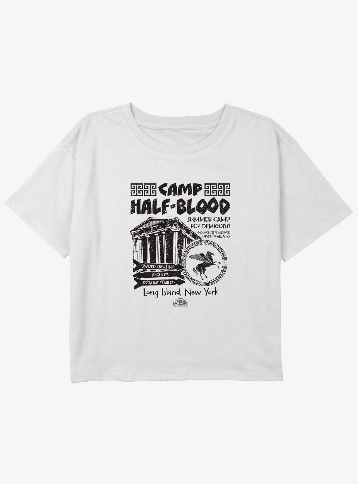 Disney Percy Jackson And The Olympians Camp Poster Youth Girls Boxy Crop T-Shirt, WHITE, hi-res