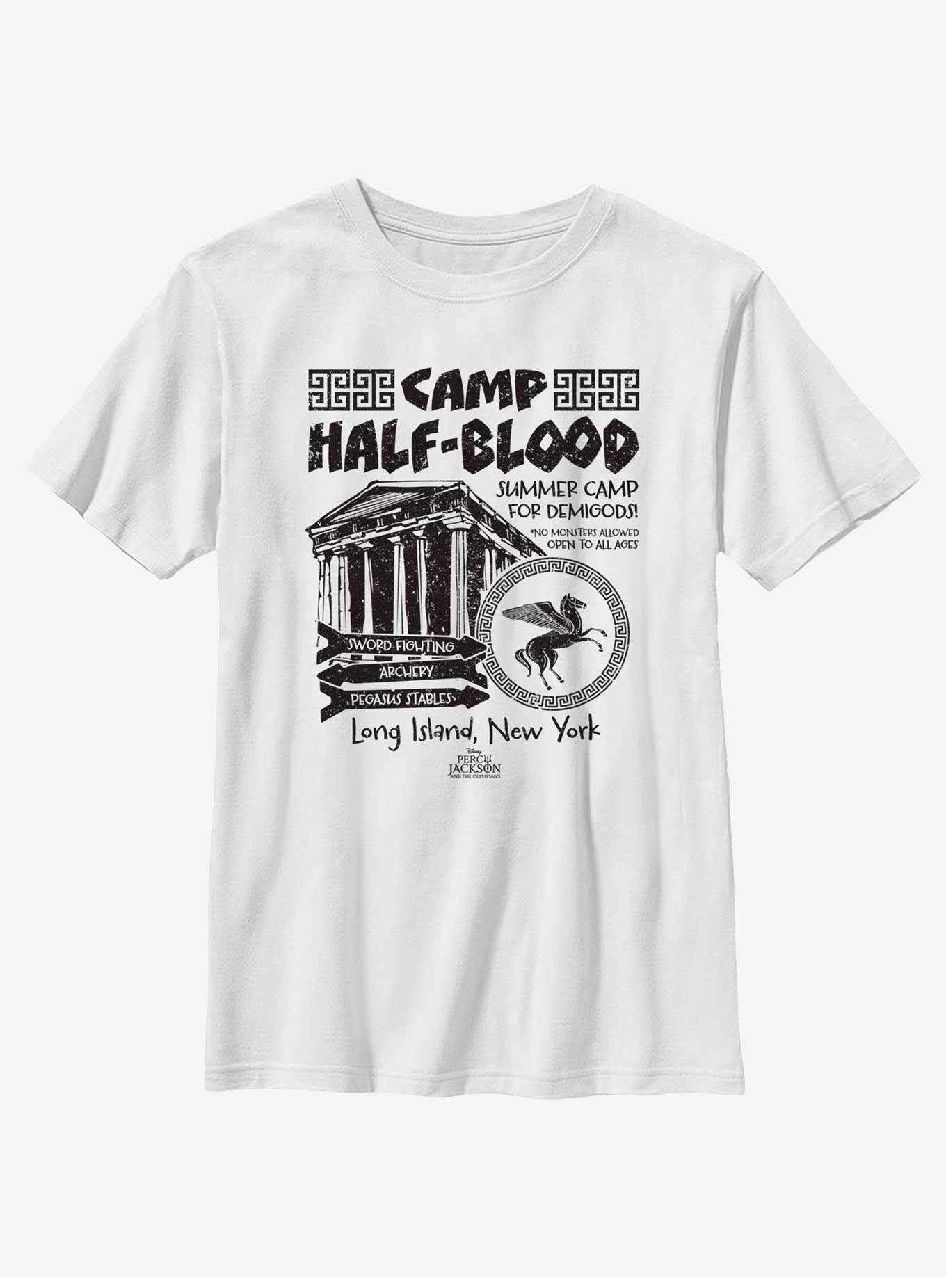 Disney Percy Jackson And The Olympians Camp Poster Youth T-Shirt, WHITE, hi-res