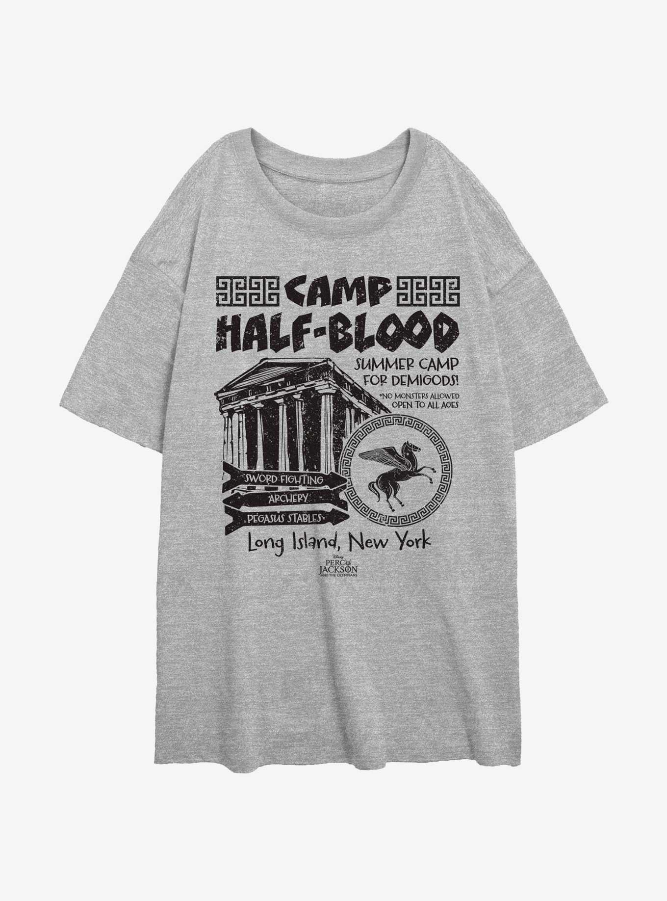 Disney Percy Jackson And The Olympians Camp Poster Womens Oversized T-Shirt, ATH HTR, hi-res