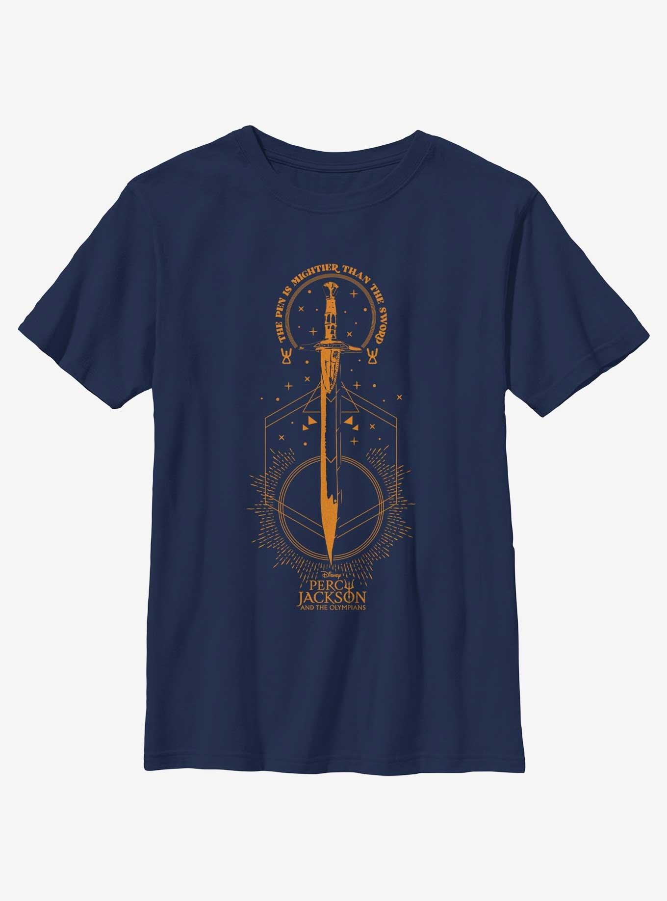 Disney Percy Jackson And The Olympians Pen Above Sword Youth T-Shirt, , hi-res