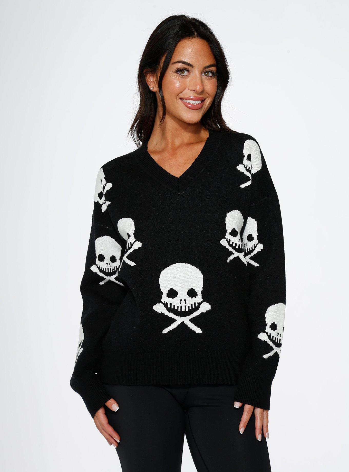 Black Skulls Sweater, BLACK, hi-res