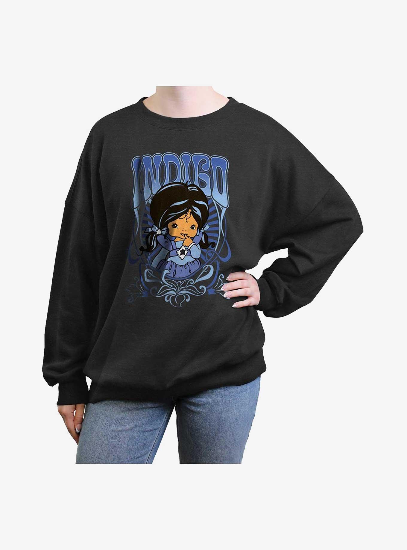 Rainbow Brite Indigo Nouveau Portrait Girls Oversized Sweatshirt, CHAR HTR, hi-res