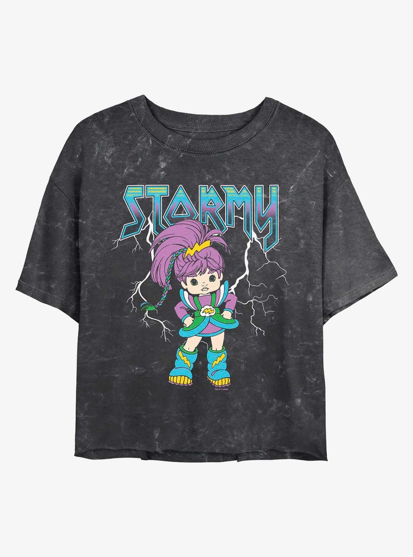 Rainbow Brite Metal Stormy Girls Mineral Wash Crop T-Shirt, , hi-res