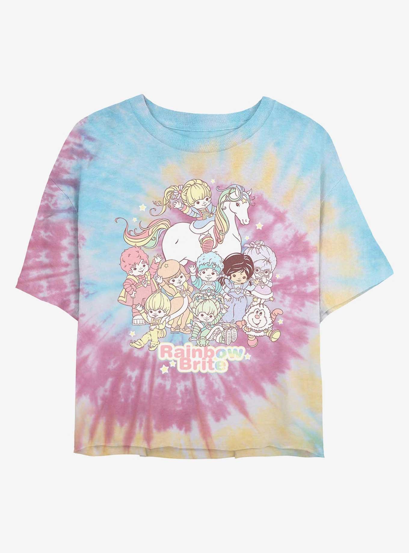 Rainbow Brite Pastel Party Girls Tie-Dye Crop T-Shirt, , hi-res