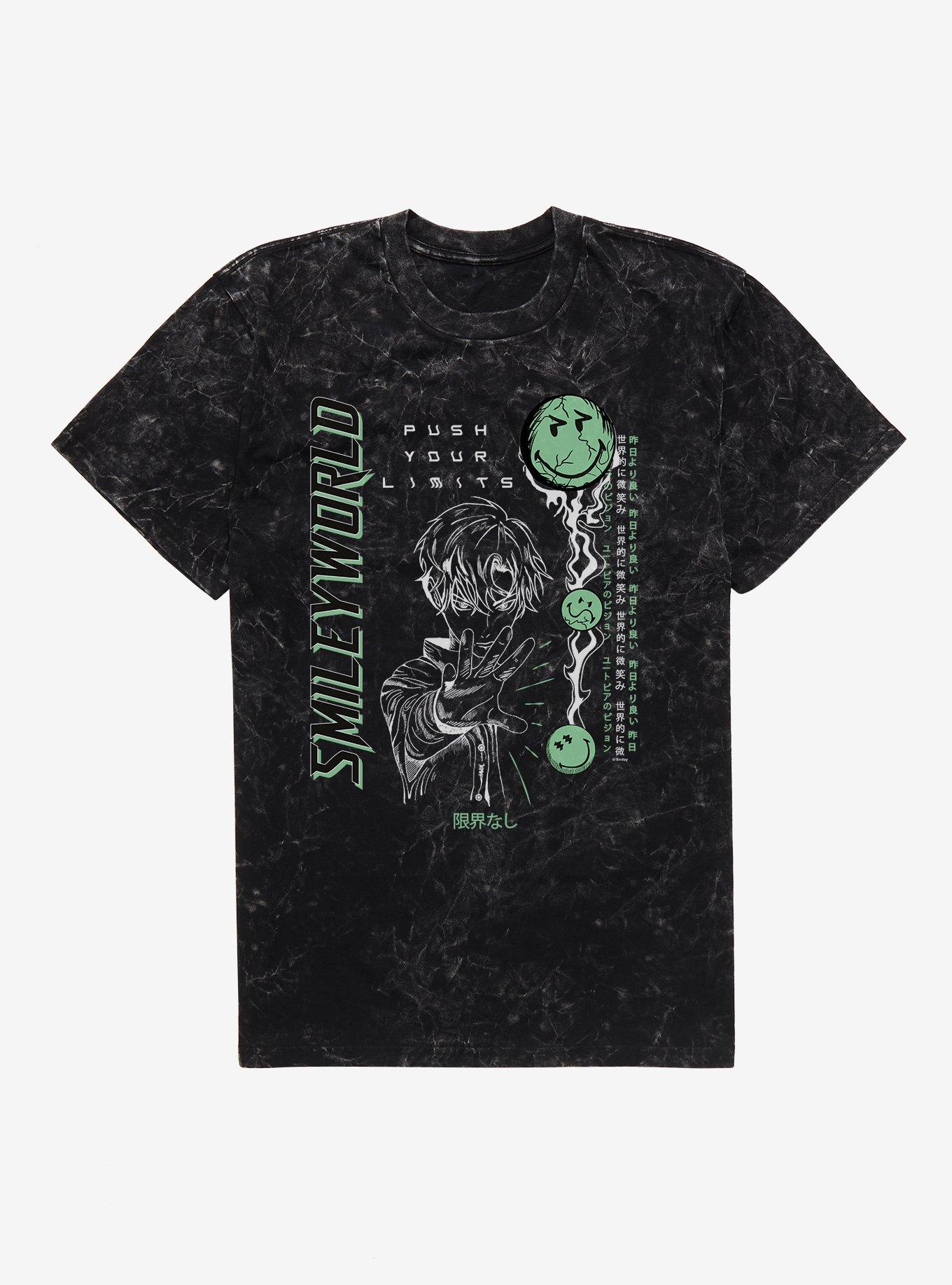 SmileyWorld Push Your Limits Mineral Wash T-Shirt, BLACK MINERAL WASH, hi-res view 1