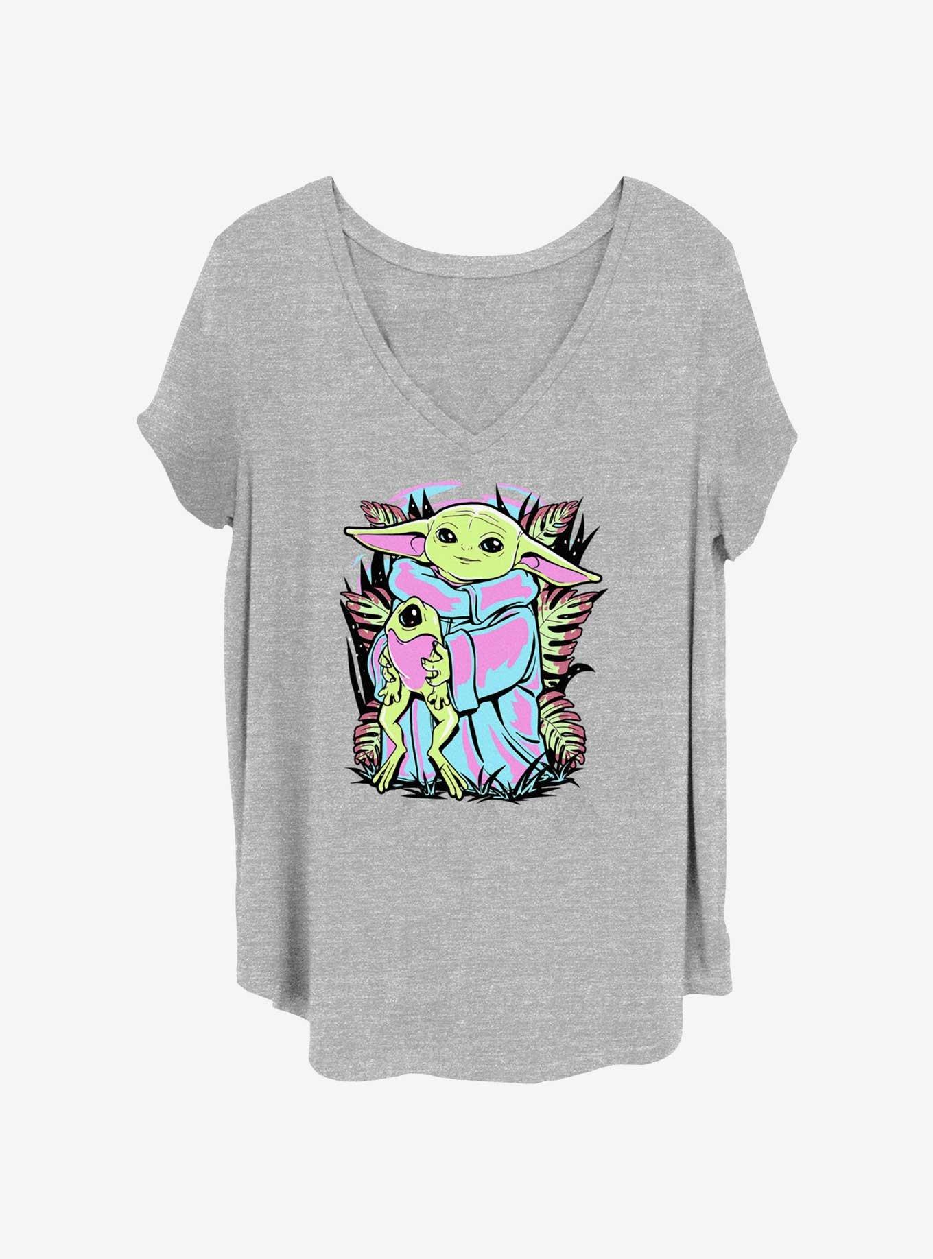 Star Wars The Mandalorian Child And Frog Girls T-Shirt Plus Size, HEATHER GR, hi-res