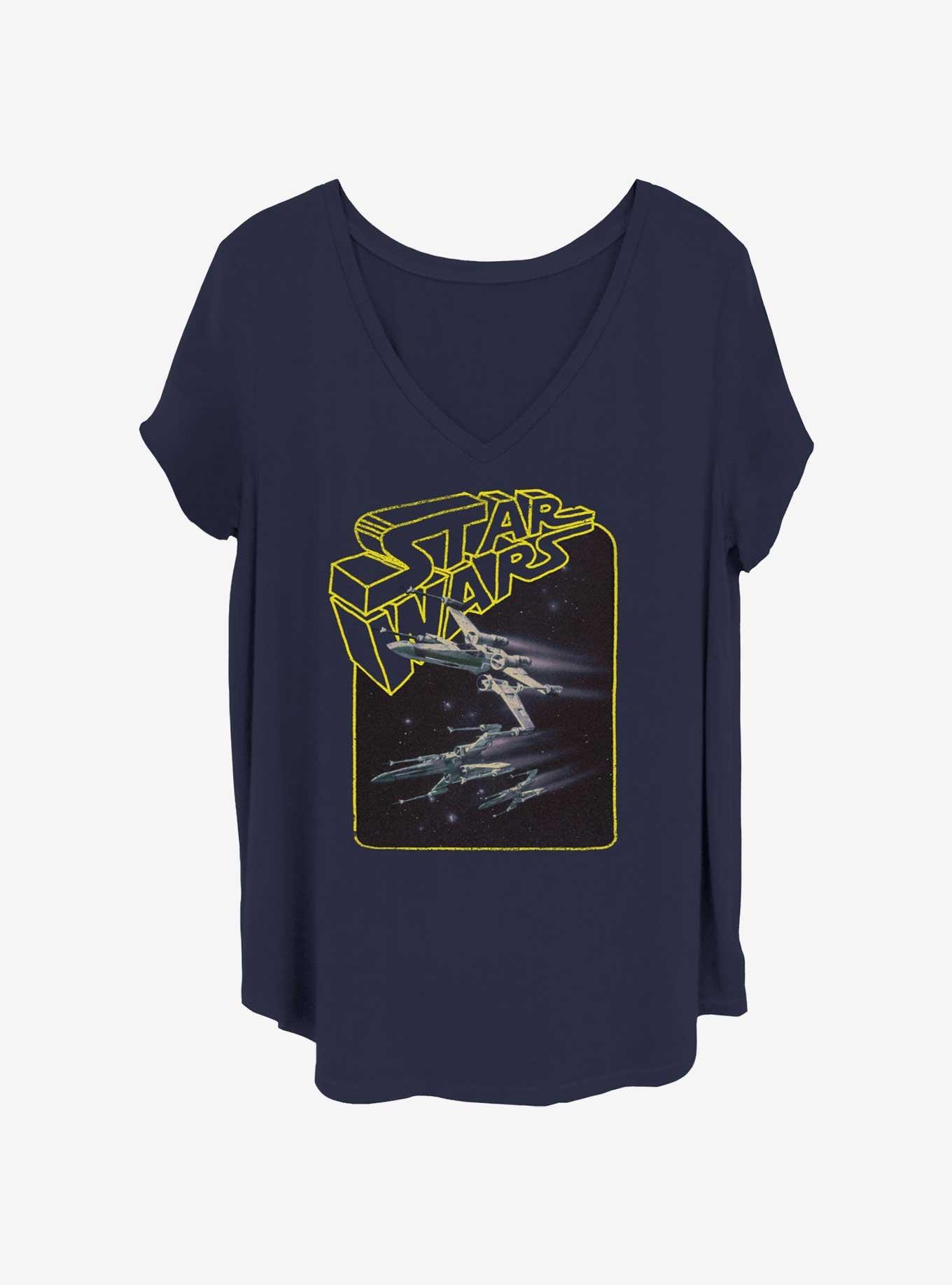 Star Wars Type Force Girls T-Shirt Plus Size, NAVY, hi-res