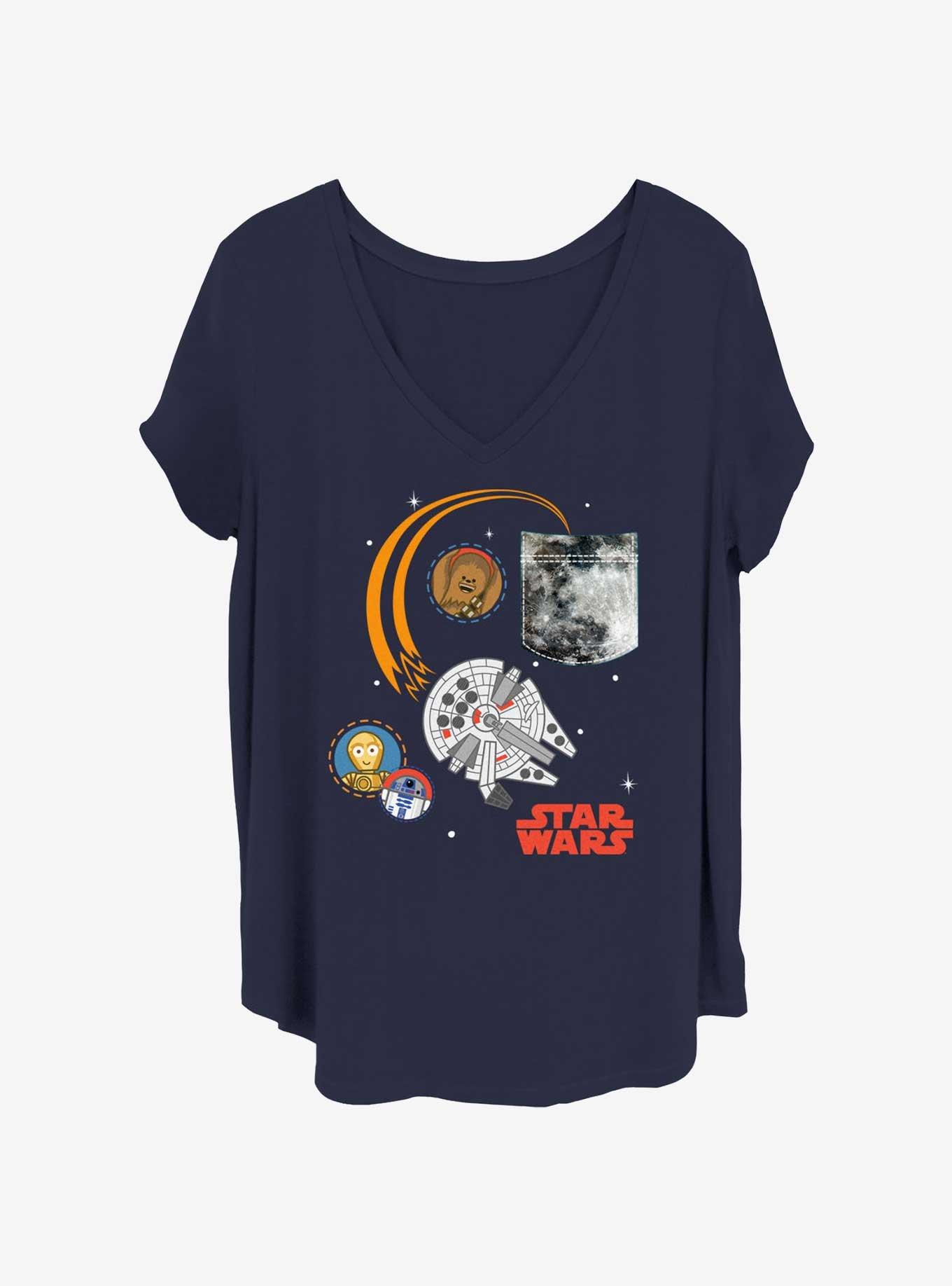 Star Wars Moon Pocket Girls T-Shirt Plus Size, NAVY, hi-res