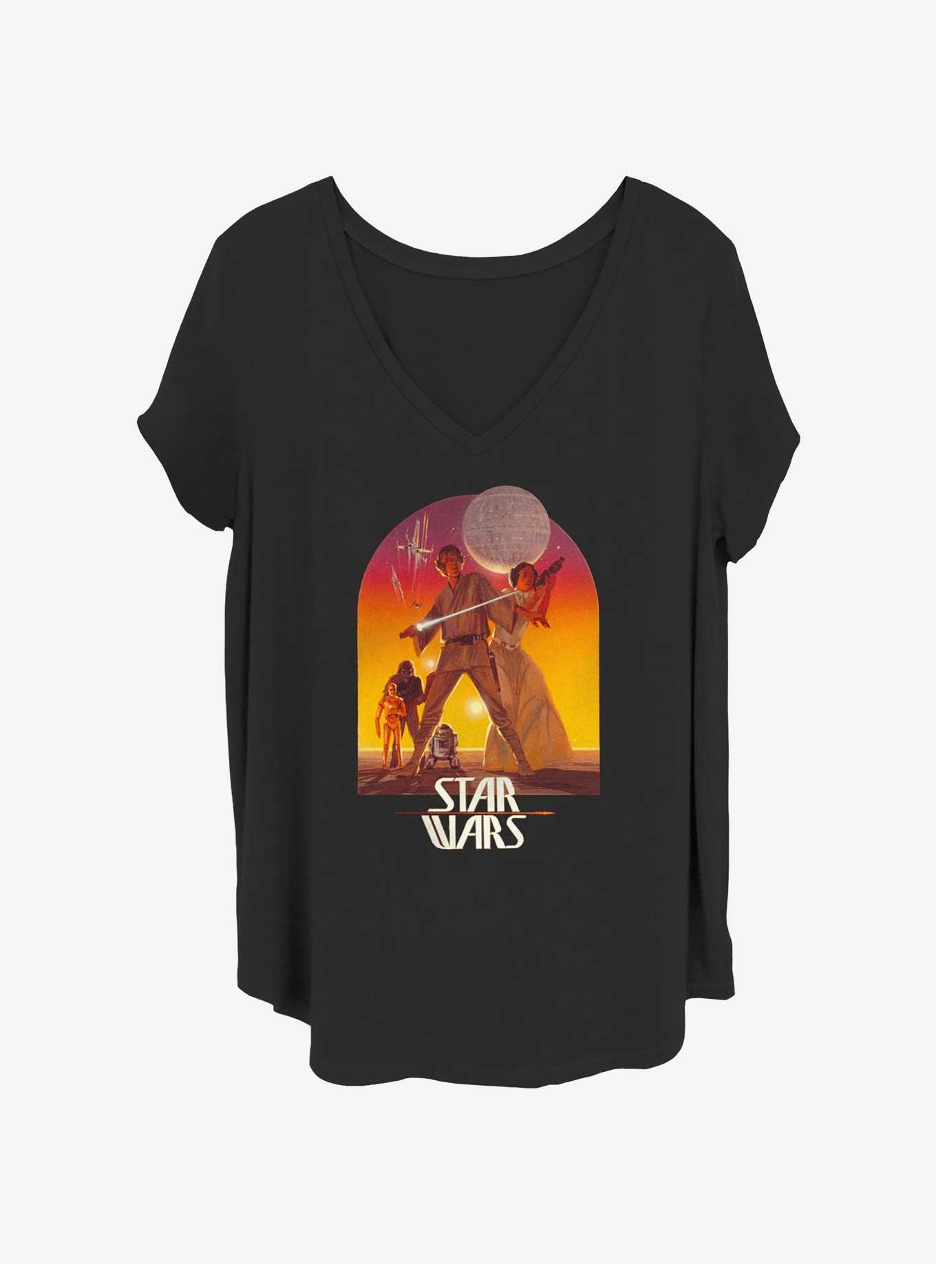 Star Wars Sunset Pose Girls T-Shirt Plus Size, BLACK, hi-res